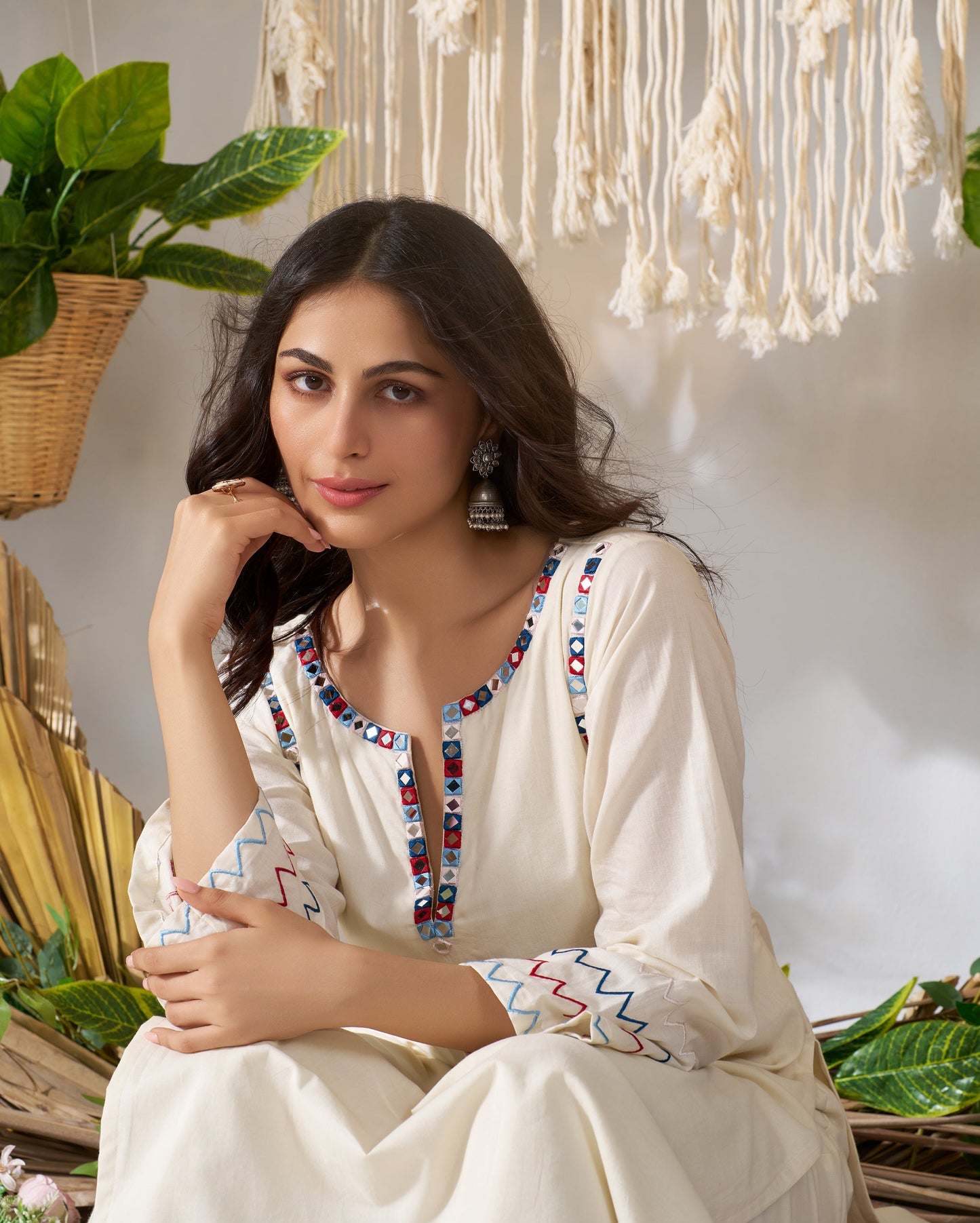 Anaya Off White Embroidered Cotton Kurta Set Quick Cart