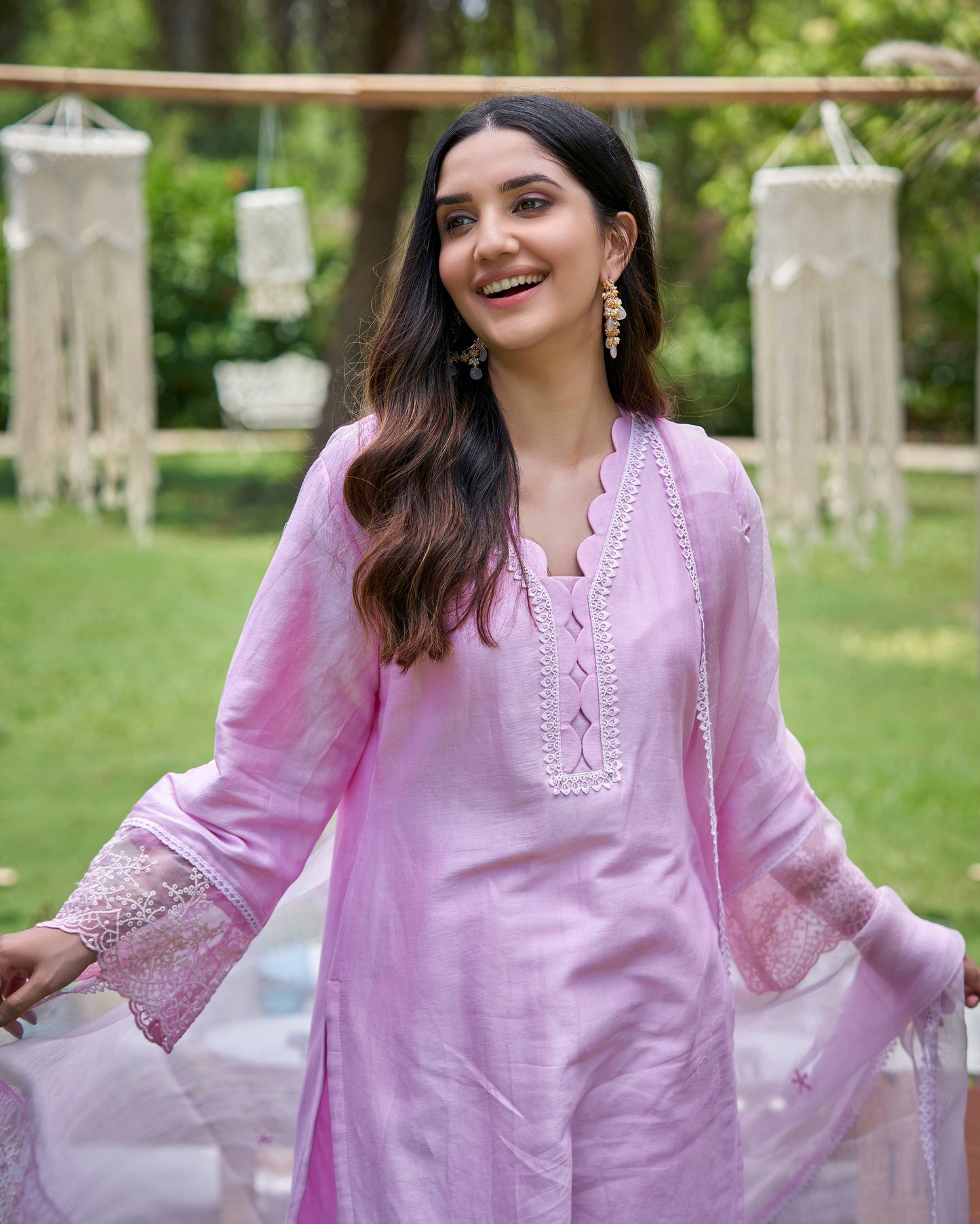 Abir Pink Solid Chanderi Kurta Set Quick Cart