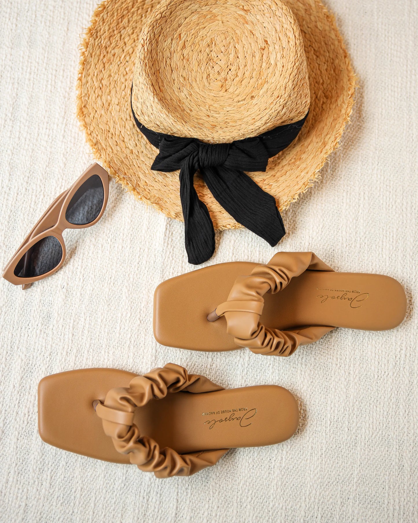 Almond Buff Gathered Flats My Store