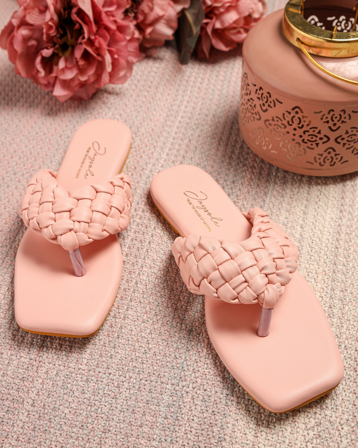 Cream Tan Braided Flats My Store