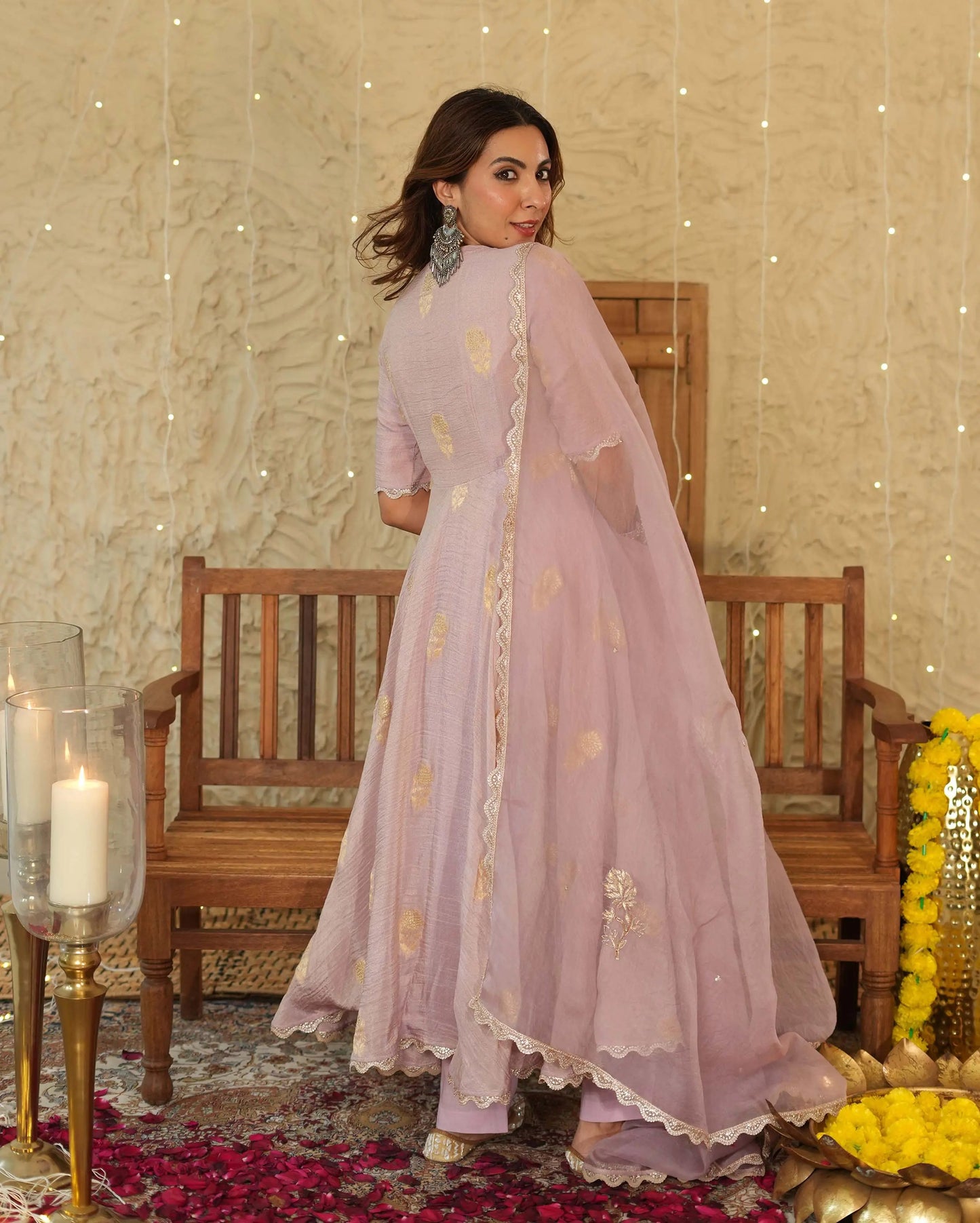 Aarati Lavender Jacquard Suit Set My Store