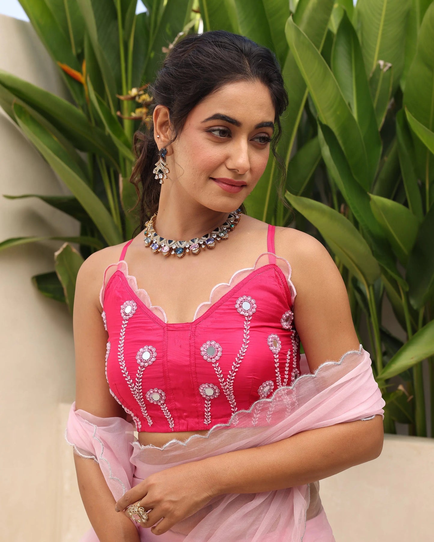 Inaayat Pink Silk Embroidered Blouse My Store