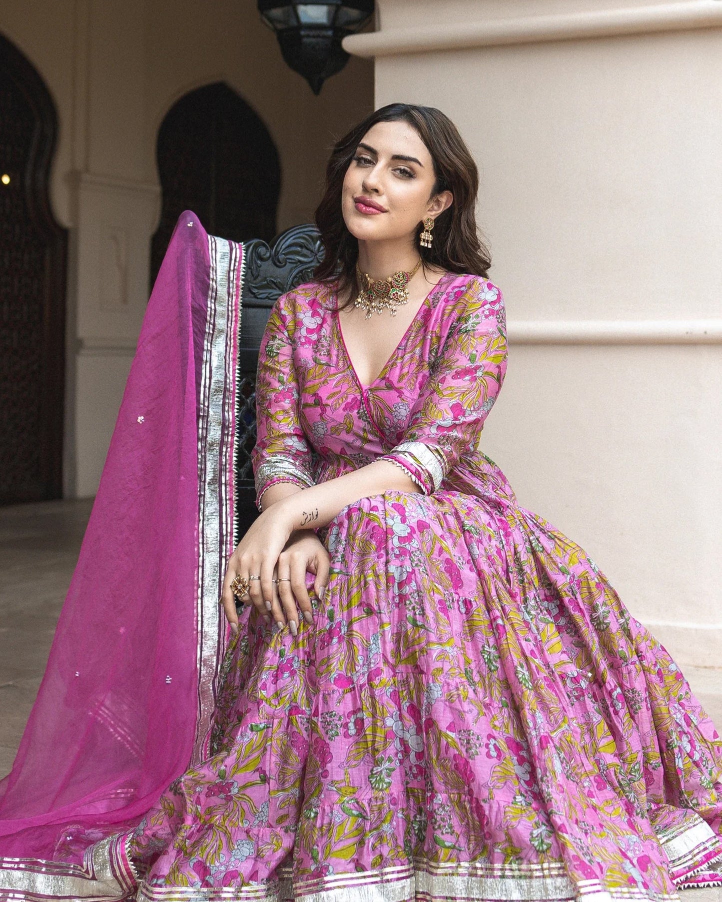 Yelena Chanderi Angrakha Suit Set
