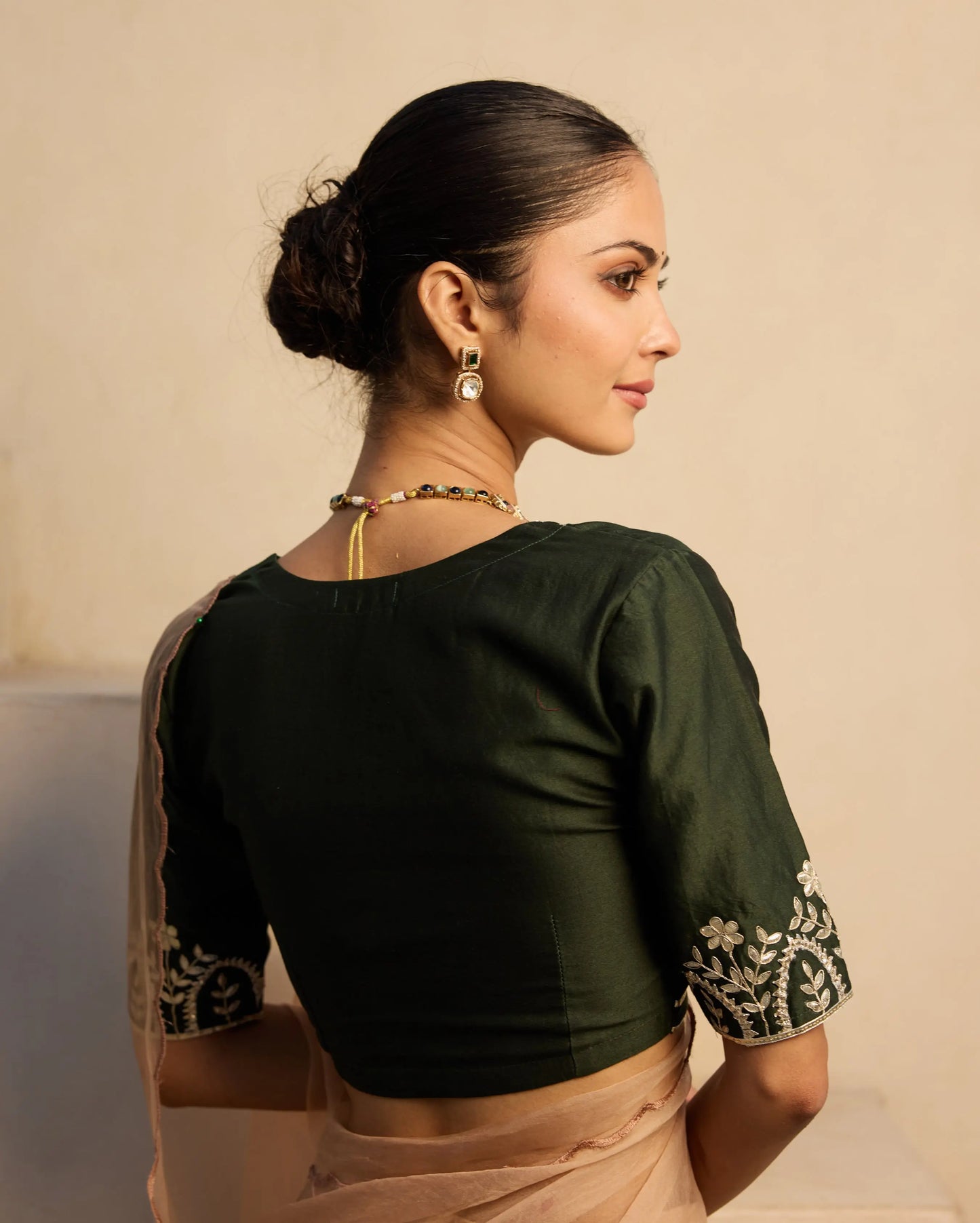 Wild Sage Green Chanderi Gotapatti Blouse My Store