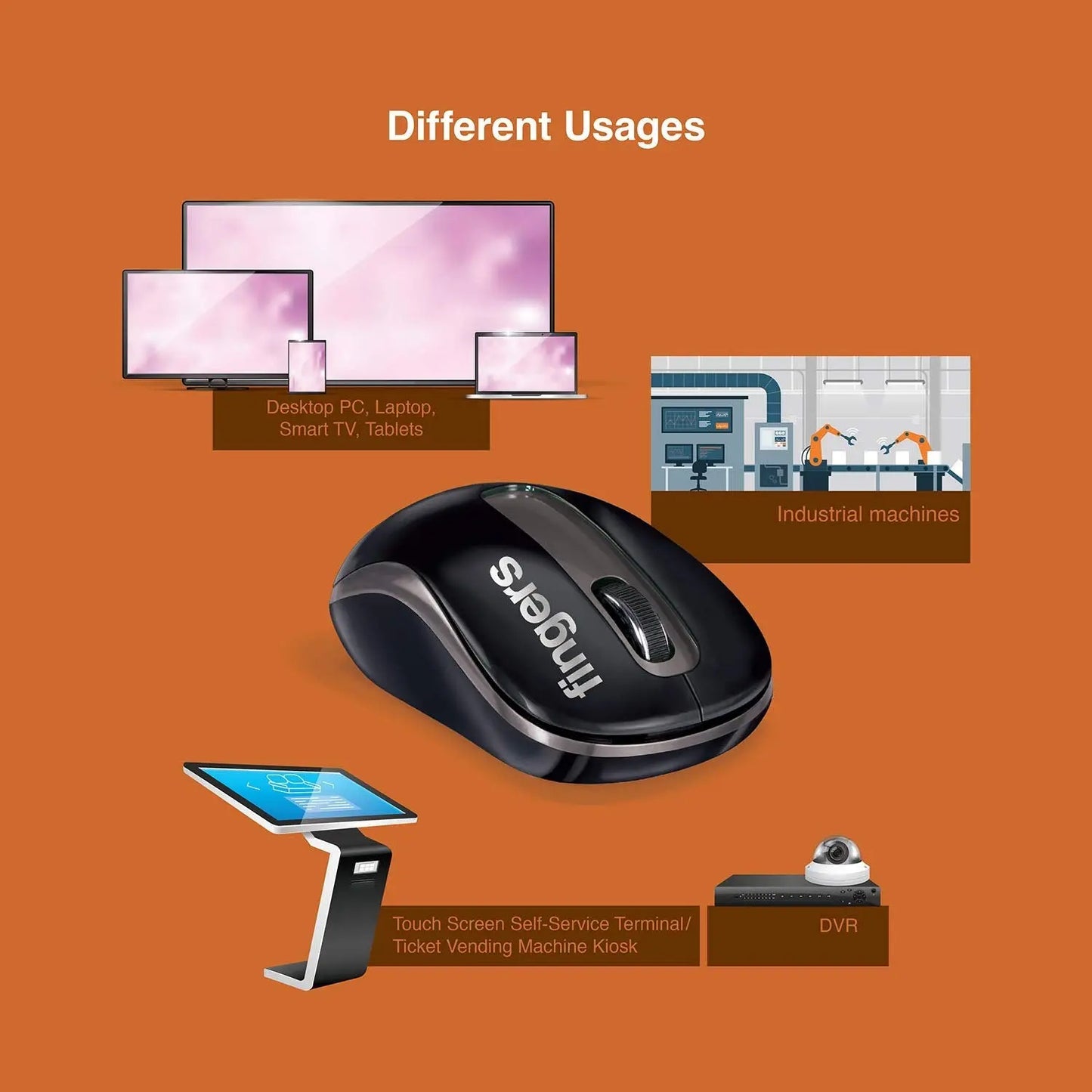 FINGERS GlidePro Wireless Mouse with Nano USB Receiver Highly Responsive Compatible with Microsoft Windows, Mac & Linux OS