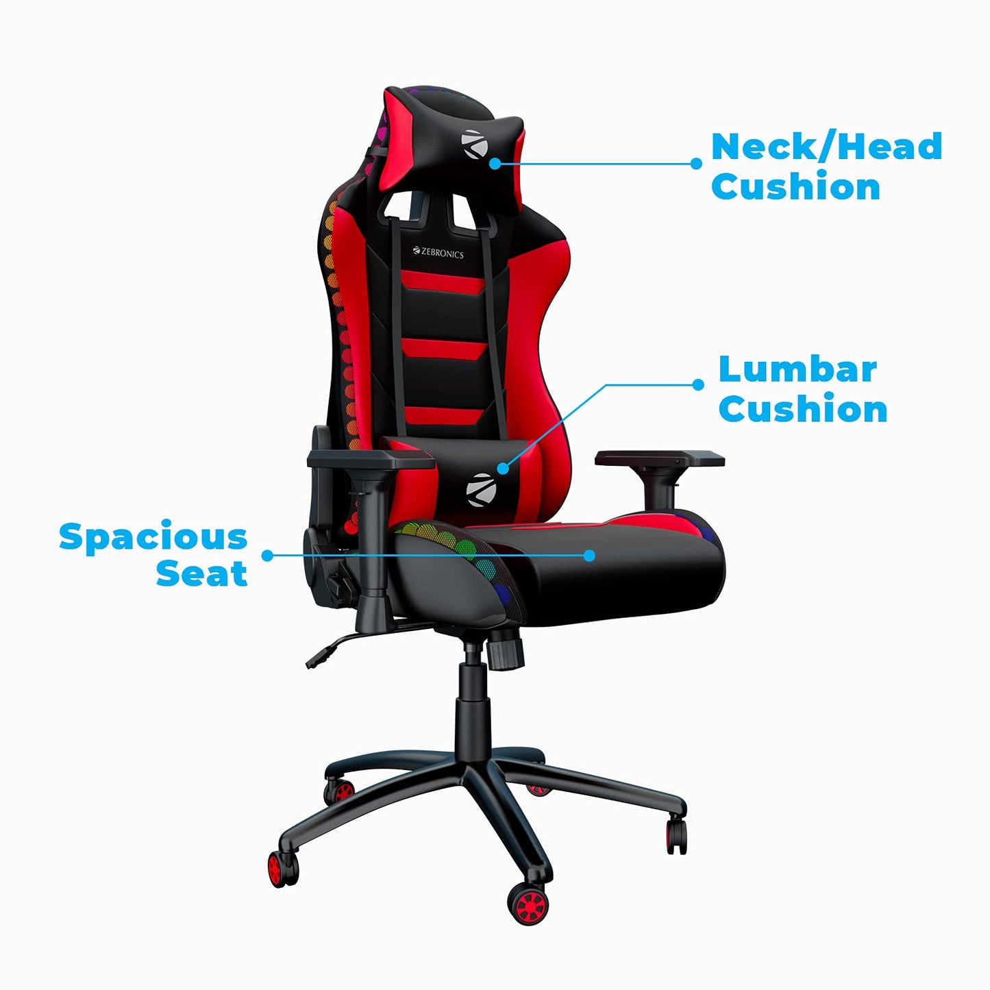 ZEBRONICS ZEB-GC3000 Premium Gaming Chair with RGB Lights