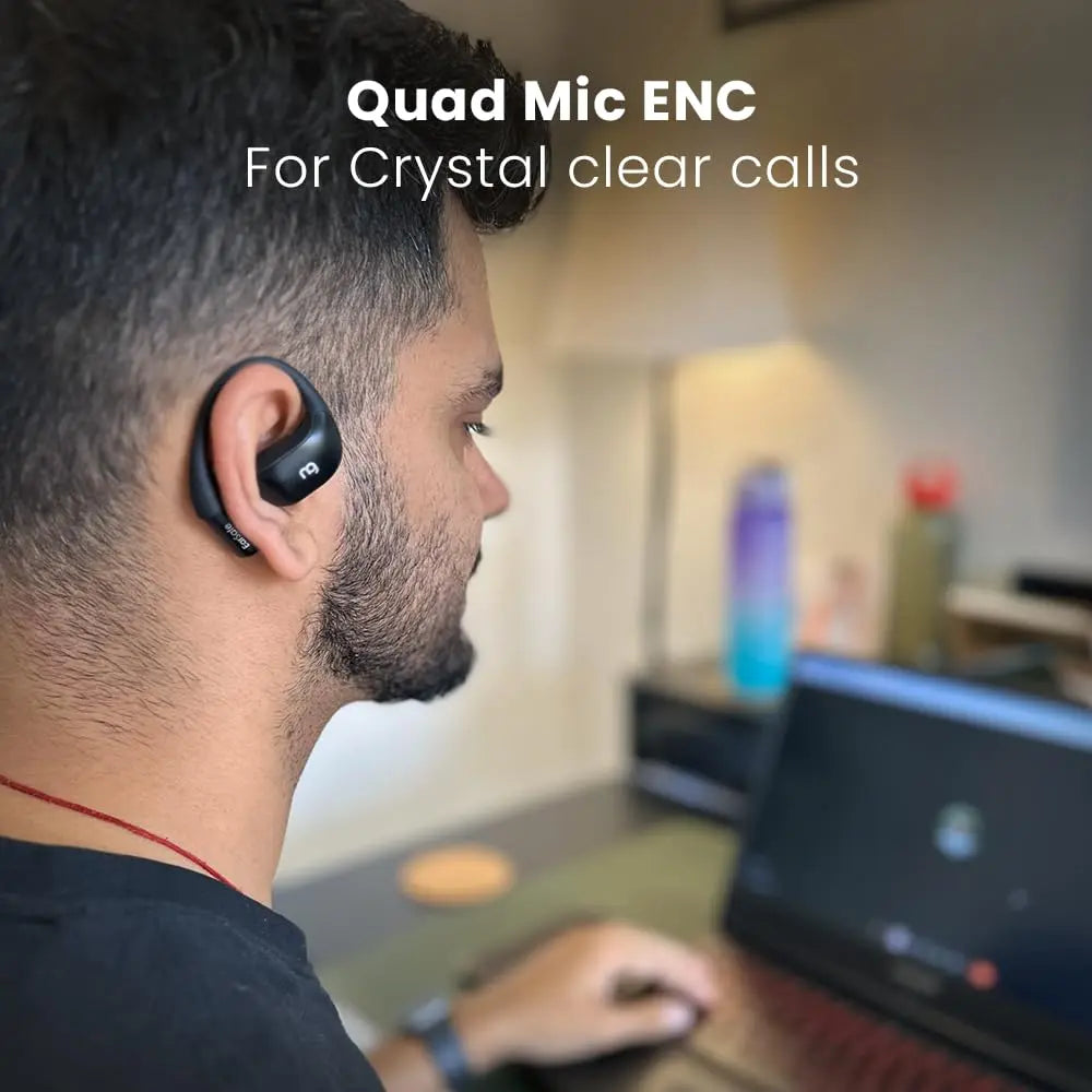 NG EarSafe OpenBuds Wireless Open Ear Earbuds with Hook Design Quad Mic ENC for Clear Calls 12x17mm Drivers Premium Silicone Finish