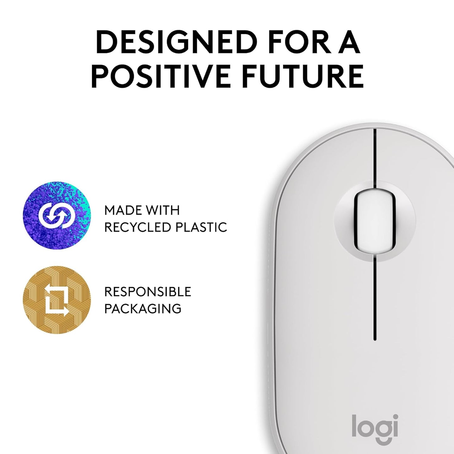 Logitech Pebble Mouse 2 M350s Slim Bluetooth Wireless Mouse White