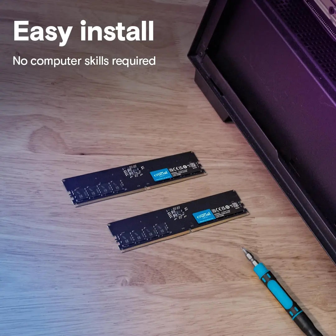 Crucial 16GB DDR5 RAM 5600MHz CL46 UDIMM Desktop Memory - Black