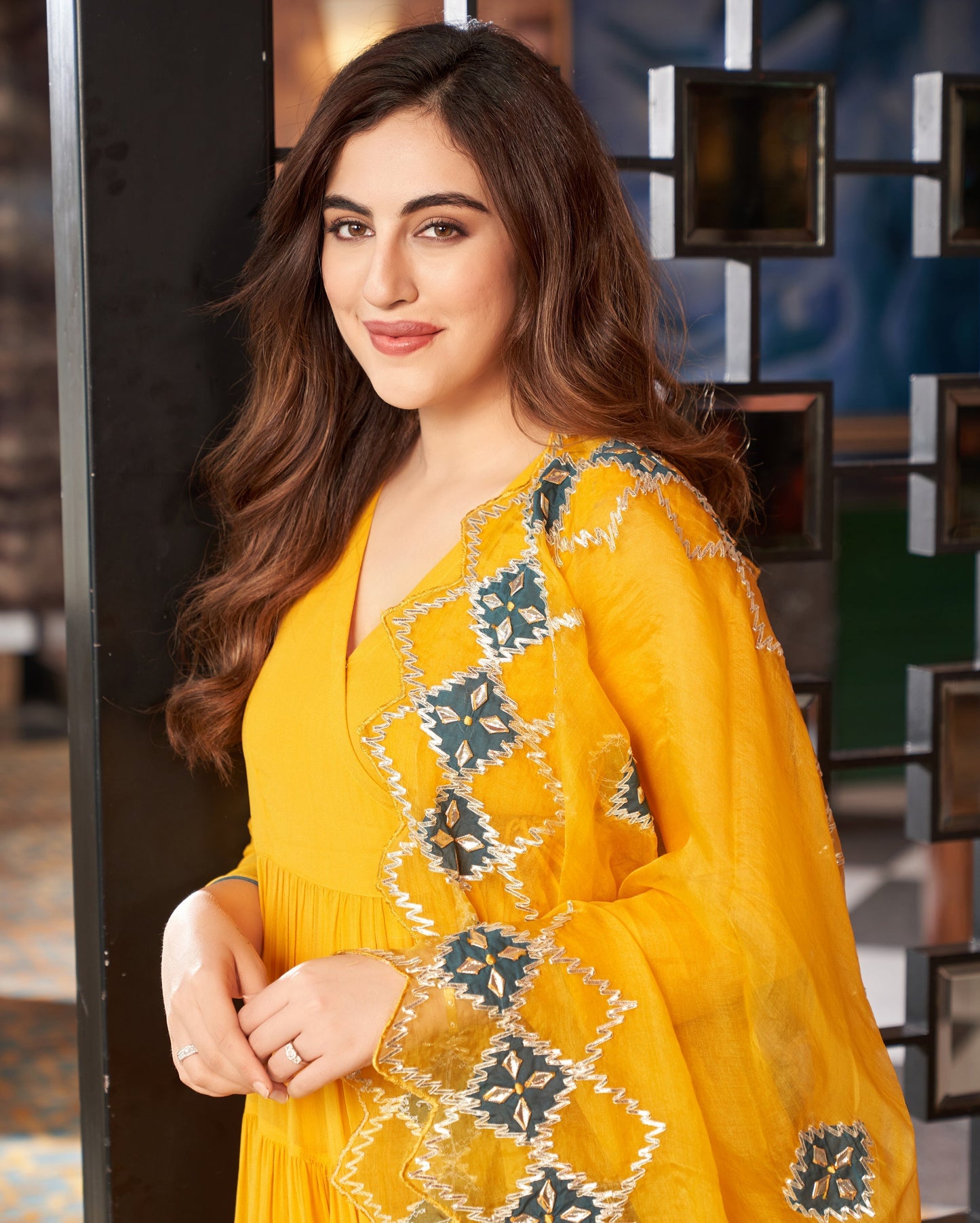 Resham Yellow Gotapatti Georgette Suit Set Quick Cart