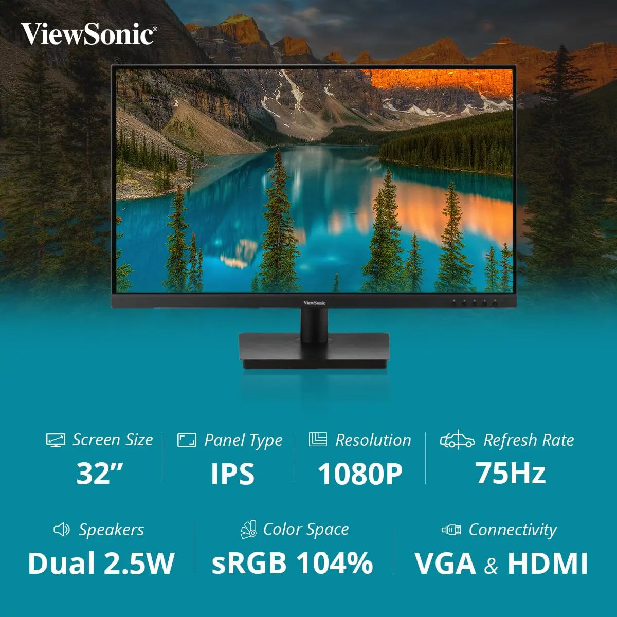 ViewSonic VA3209-MH 32" 1080p FHD 75hz IPS Panel Monitor with Built-In Speakers My Store