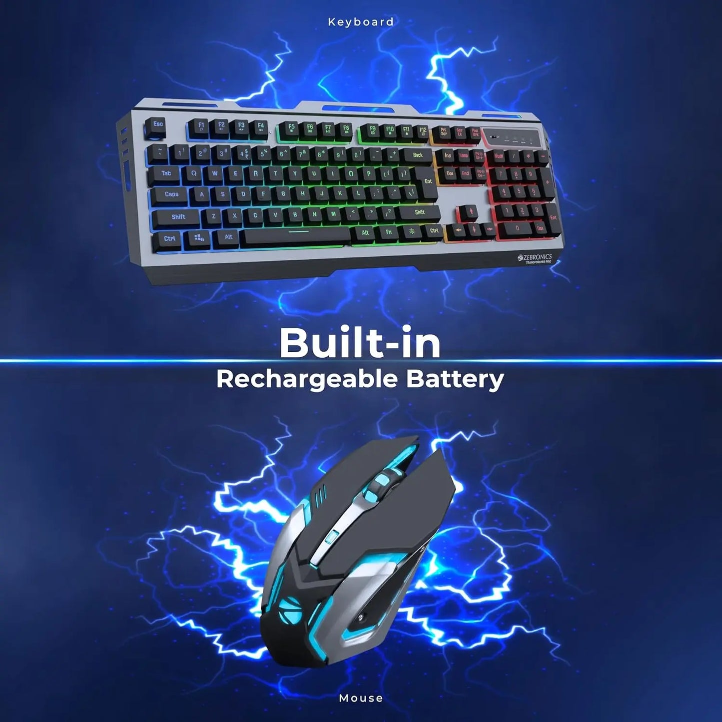 Zebronics Transformer PRO Gaming Wireless Keyboard & Mouse Combo Black