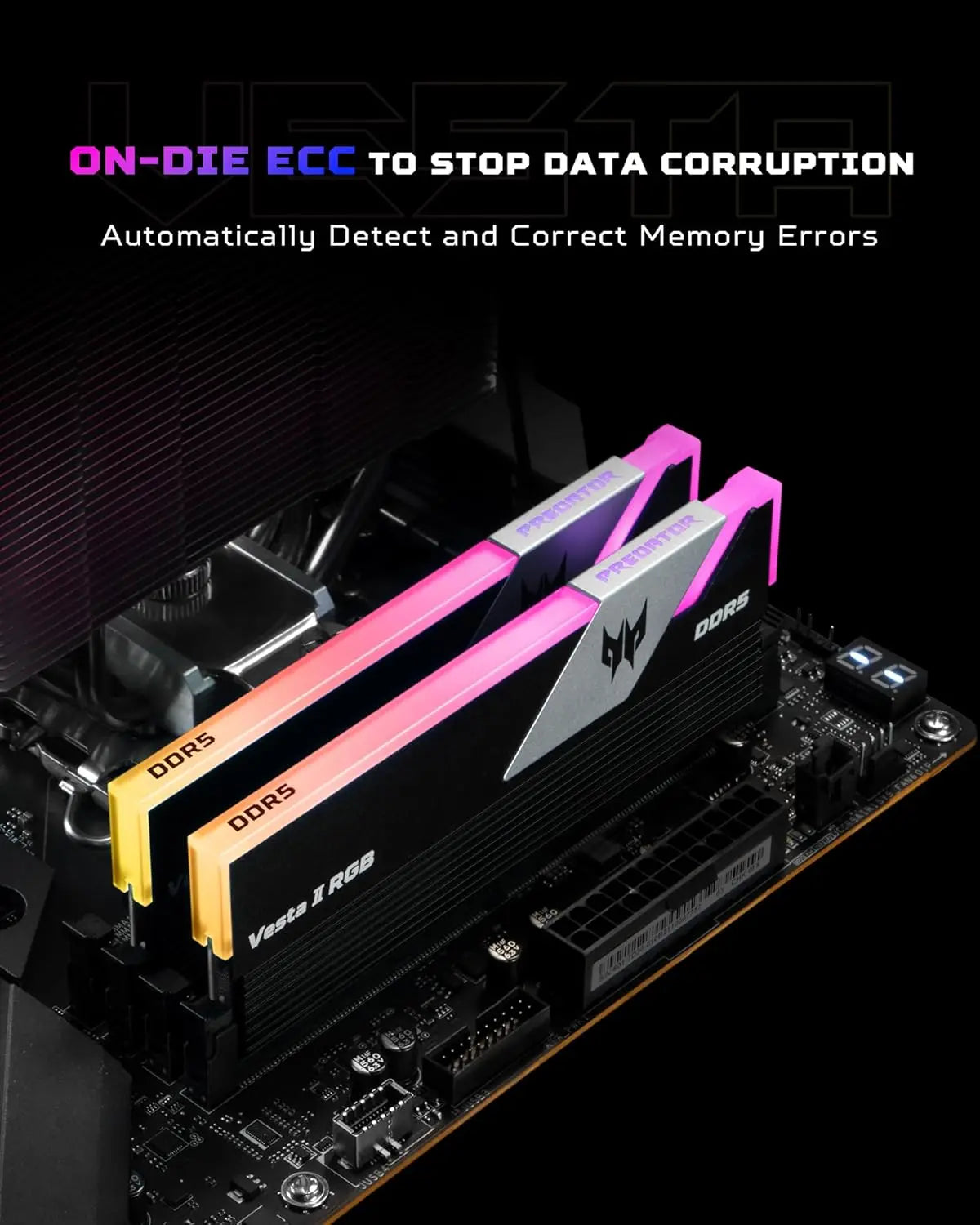Acer Predator Vesta II 32GB (2x 16GB) DDR5 6000MHz CL30 RGB UDIMM Desktop Memory - Black