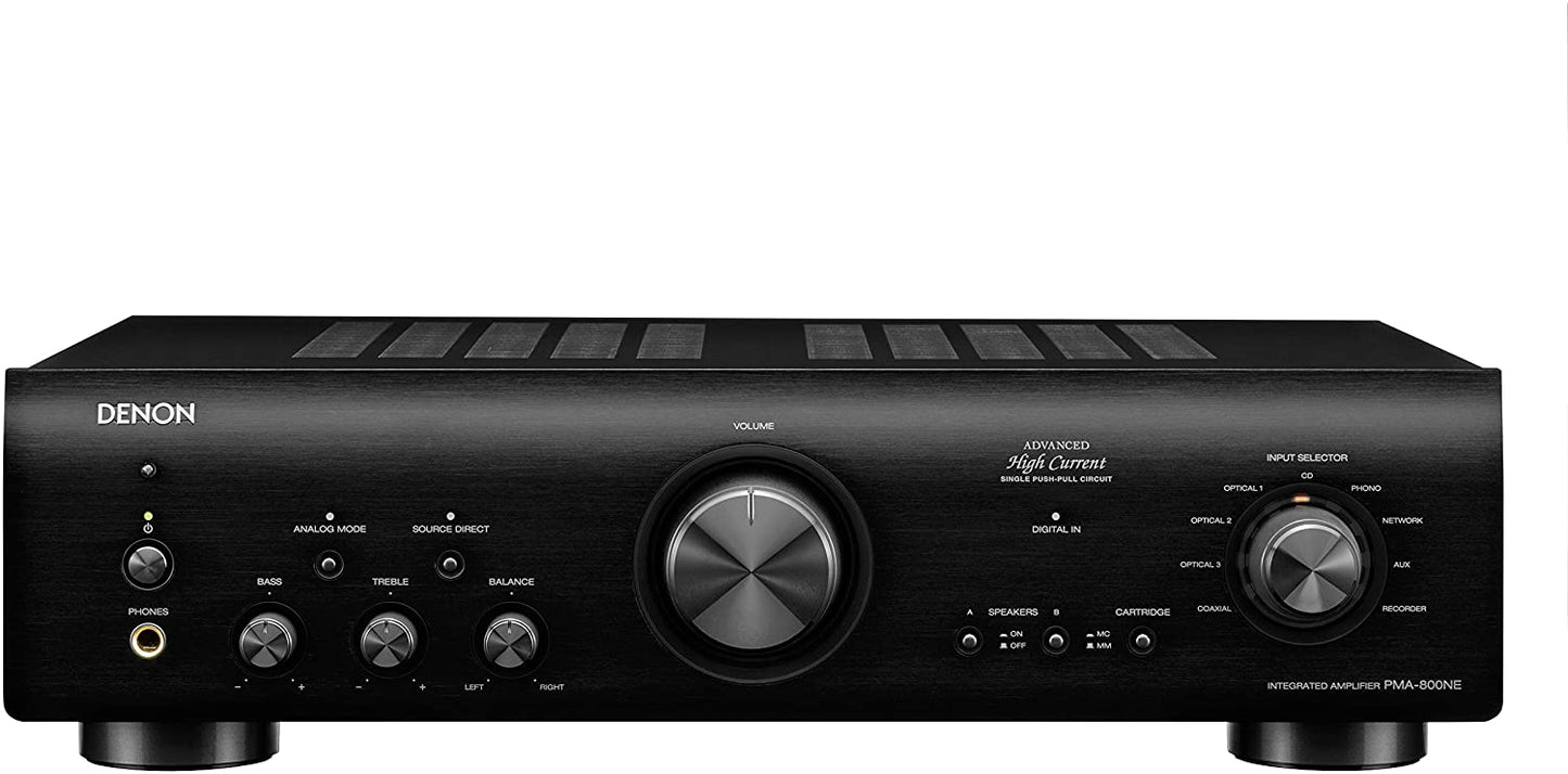 Denon PMA-800NE Stereo Integrated Amplifier Up to 85W x 2 Channels Built-In Phono Pre-Amp Analog Mode Advanced High Current Power, Black