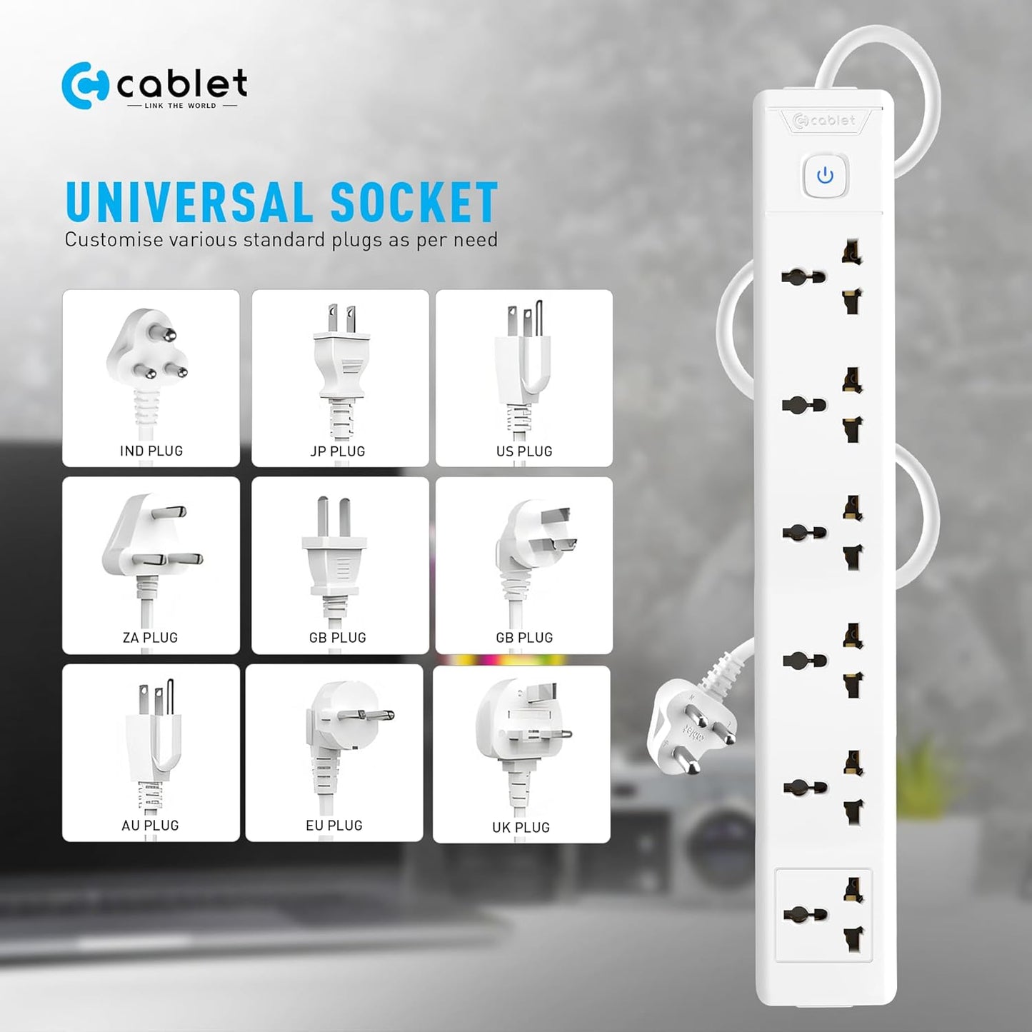 Cablet 6 Socket 1 Switch 4.5m Spike 6010-45