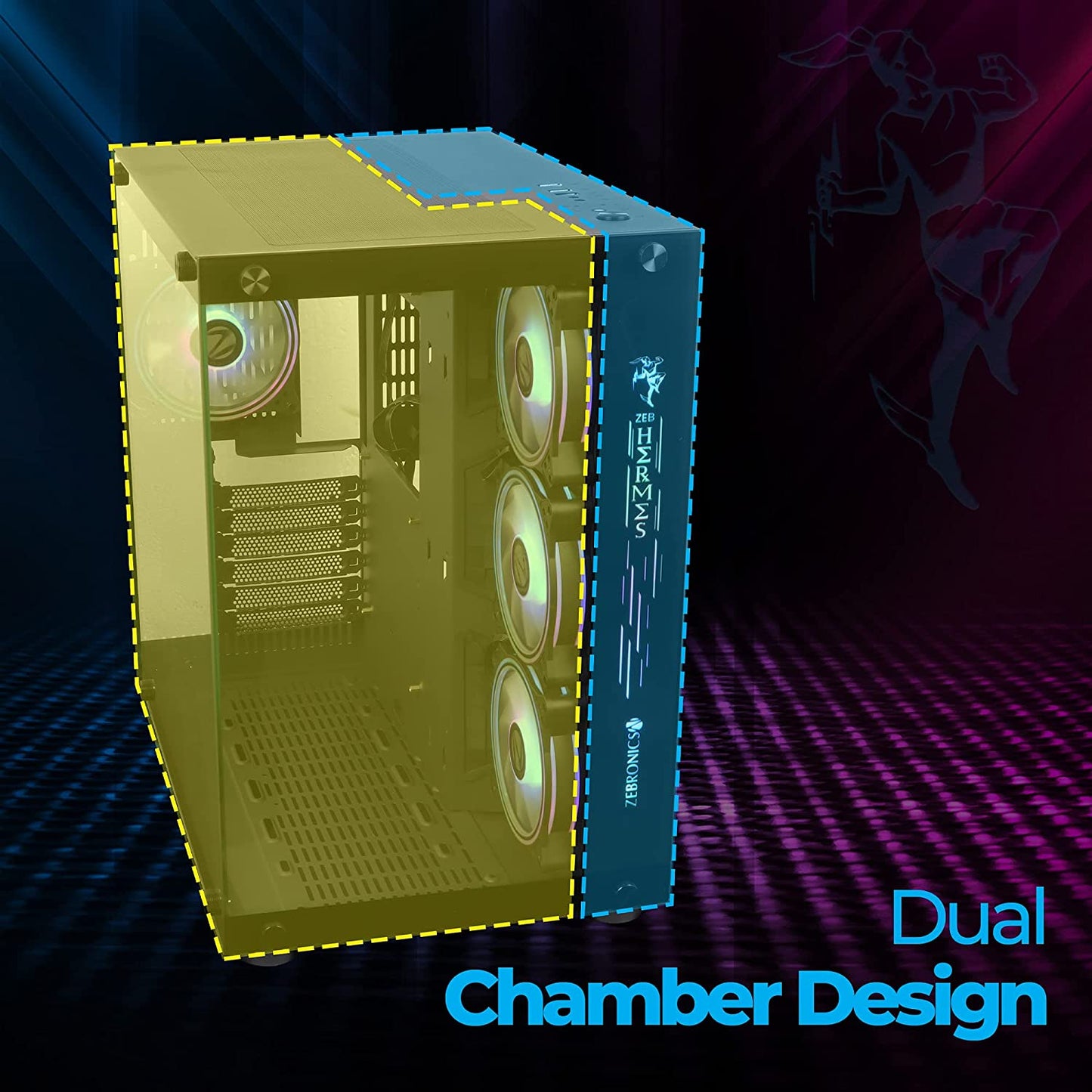 Zebronics Zeb Hermes Premium Gaming Cabinet Tempered Glass Panel