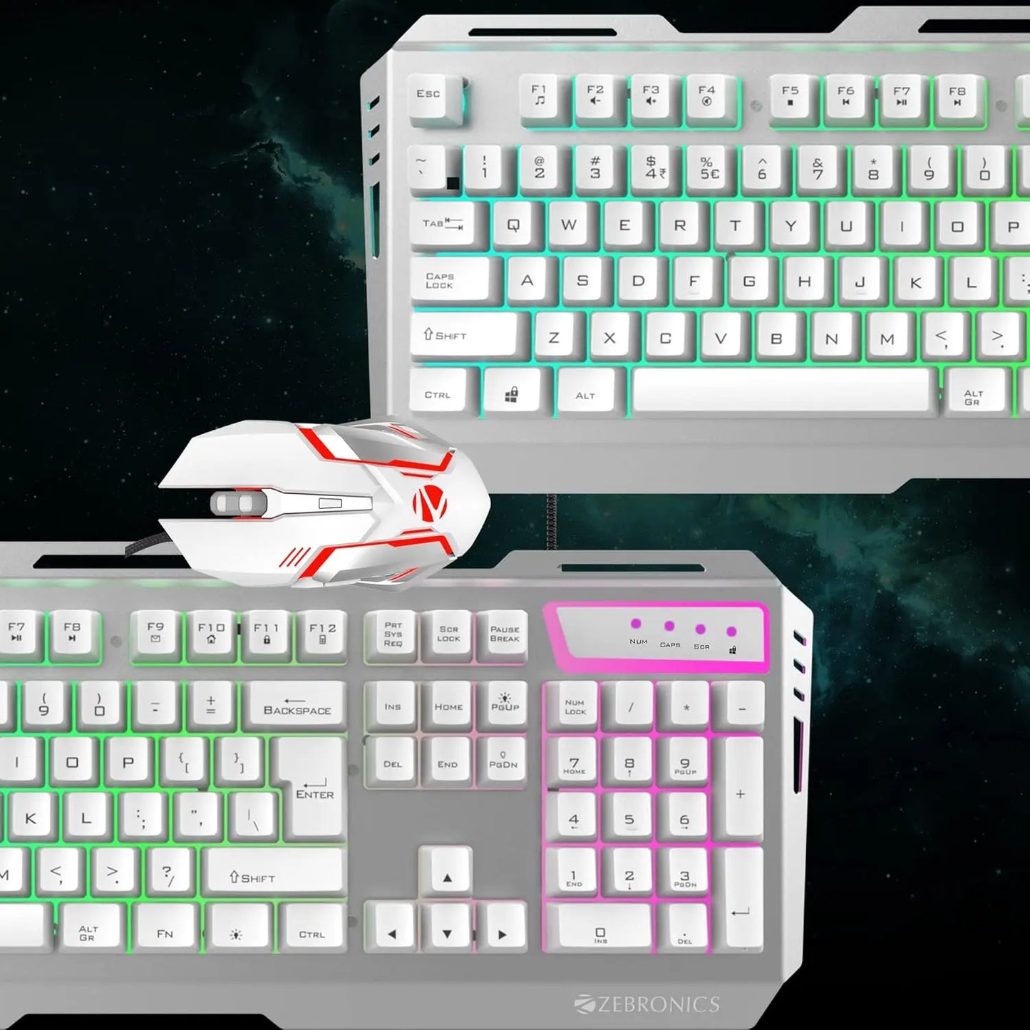 Zebronics Zeb-Transformer Gaming Keyboard and Mouse Combo USB, Braided Cable White