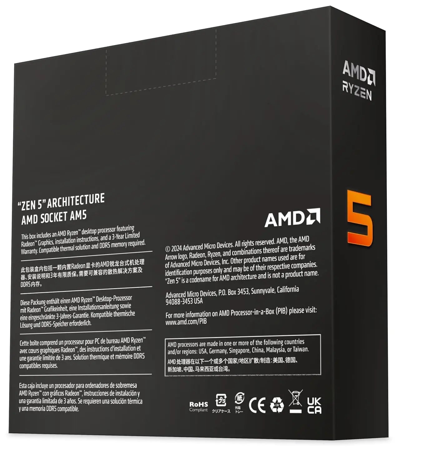 AMD Ryzen 5 9600X 6 Cores 12 Threads 5.4GHz 38MB Cache AM5 Socket Desktop Processor