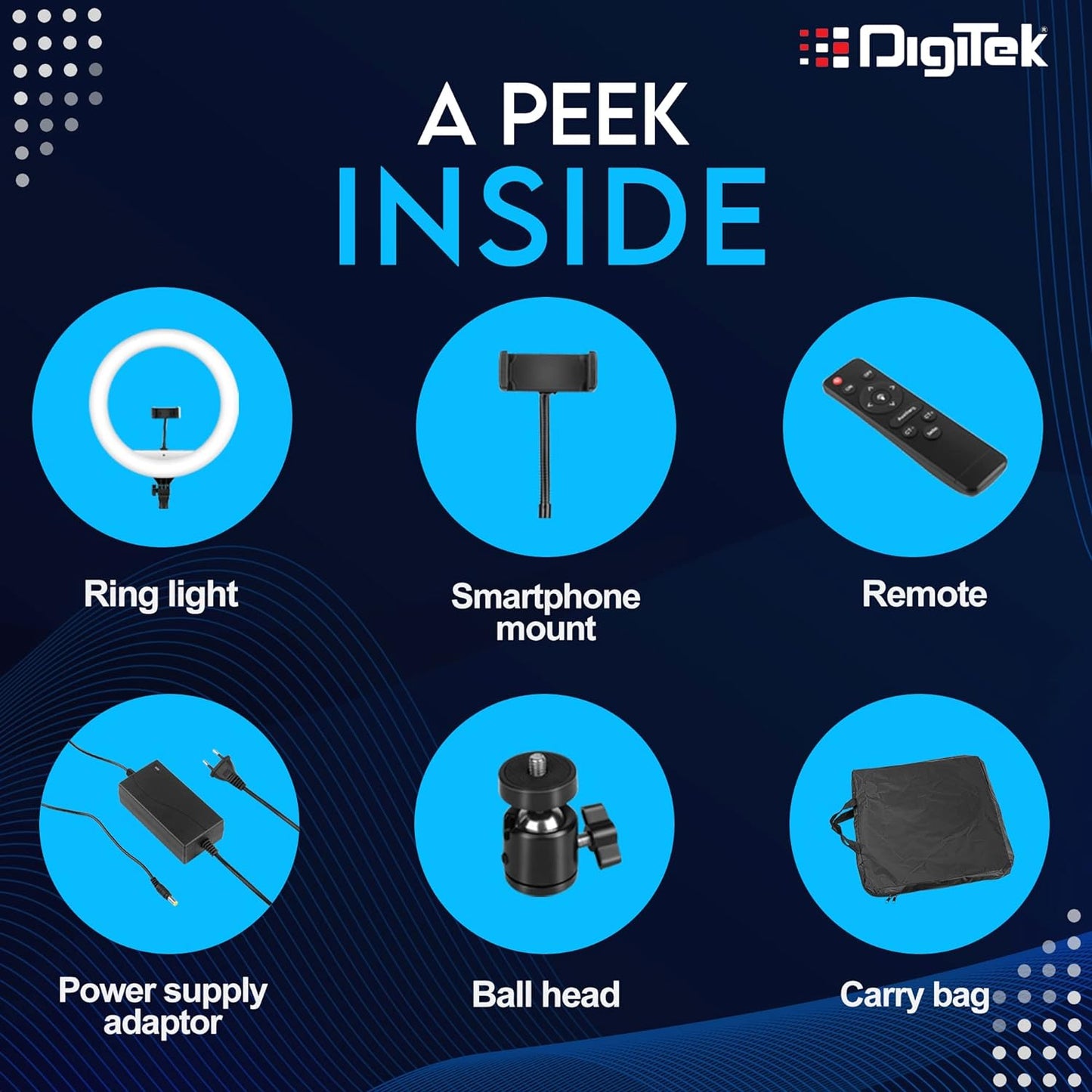 Digitek Platinum DPRL-19RT Professional LED Ring Light Runs on AC Power with No Shadow apertures, Ideal use for Makeup, Video Shoot,