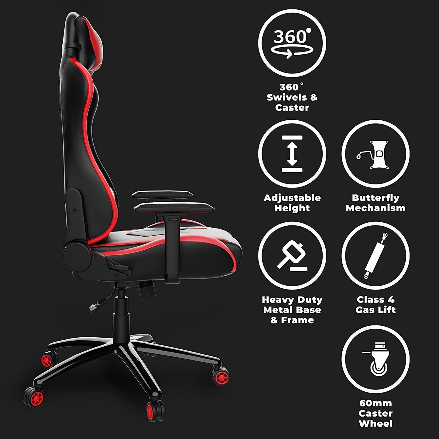 Zebronics ZEB-GC2000 Premium Gaming Chair with 3D Armrest, 90-180 Degree