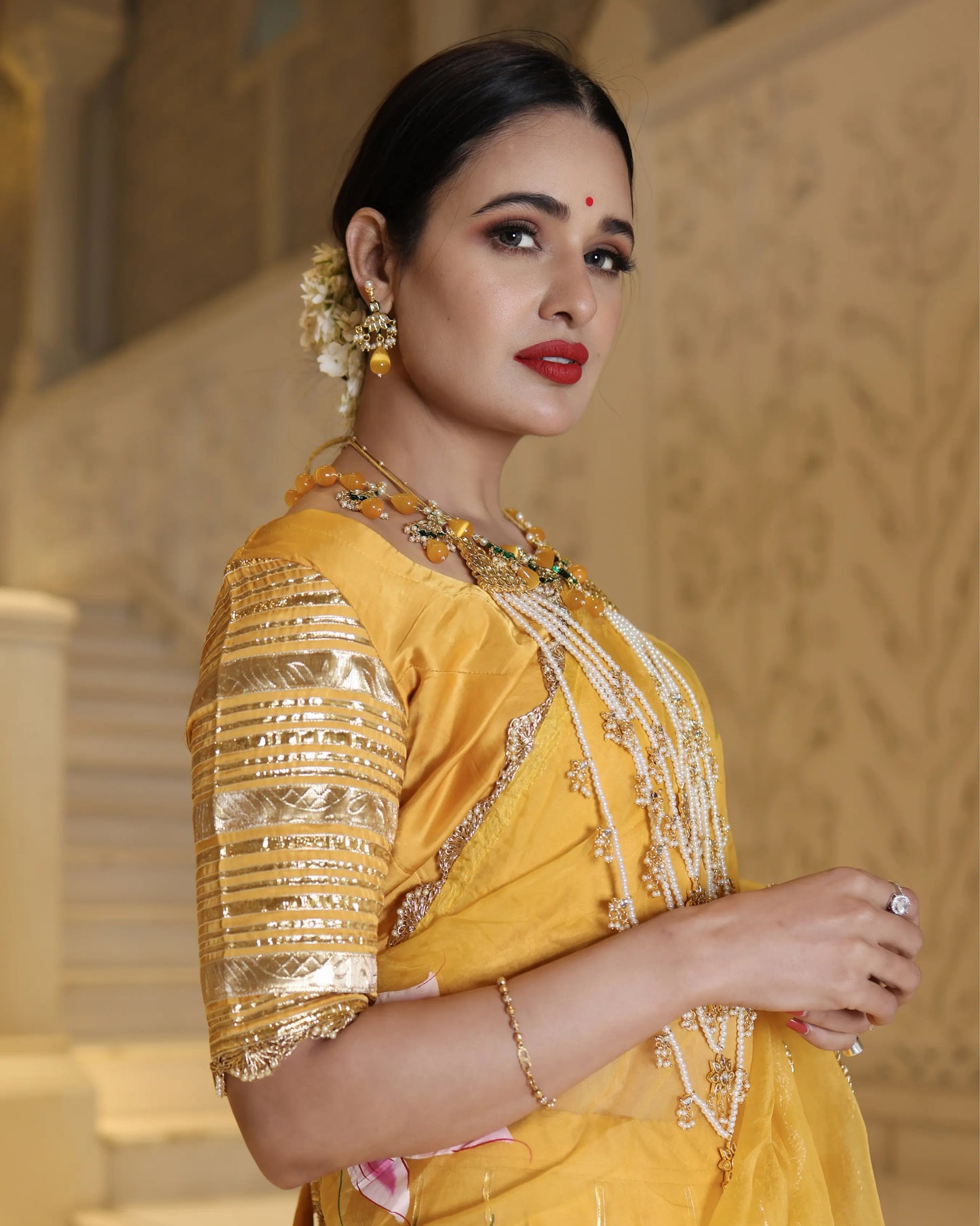 Yellow Slice Handpainted Lehenga Set My Store