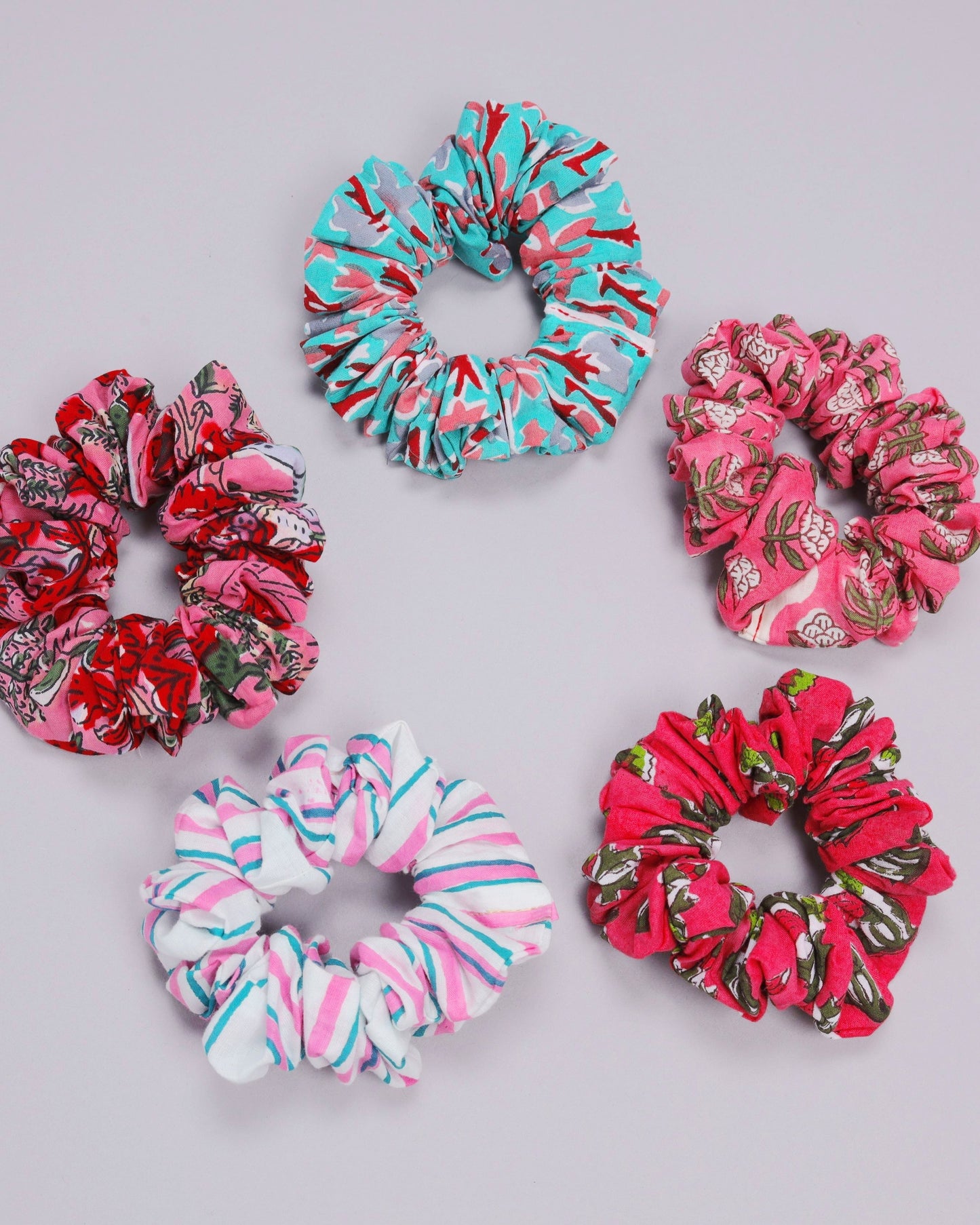 Holy Berry Cotton Handblock Scrunchie Set My Store