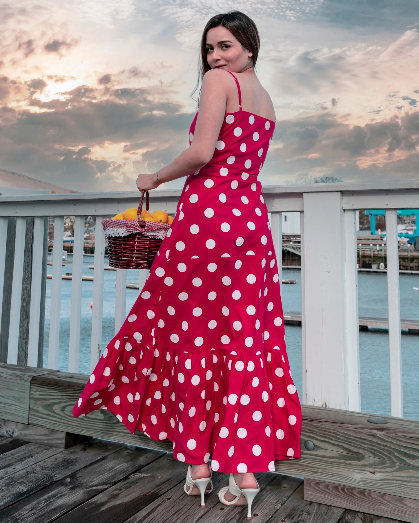 Pink Crepe Polka Cotton Dress My Store