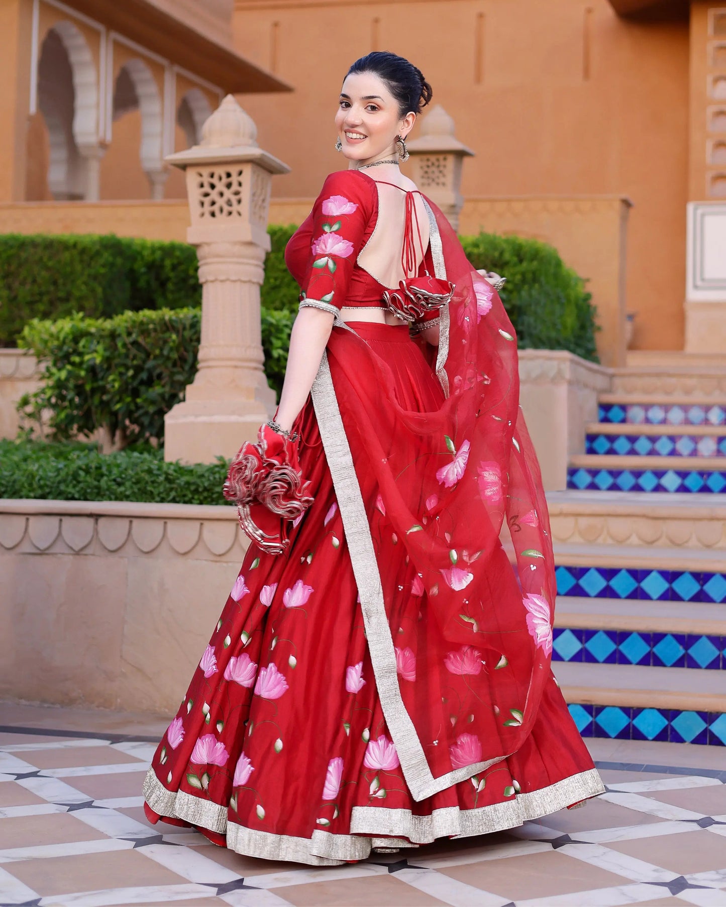 Maalini Handpainted Chanderi Lehenga Set My Store