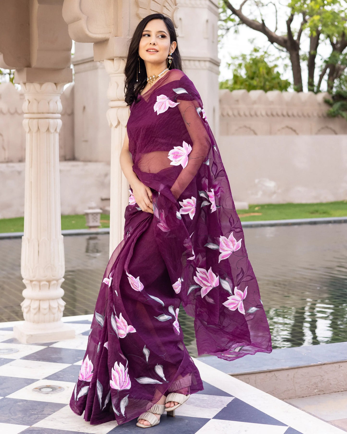 Ragmala Handpainted Organza Saree My Store