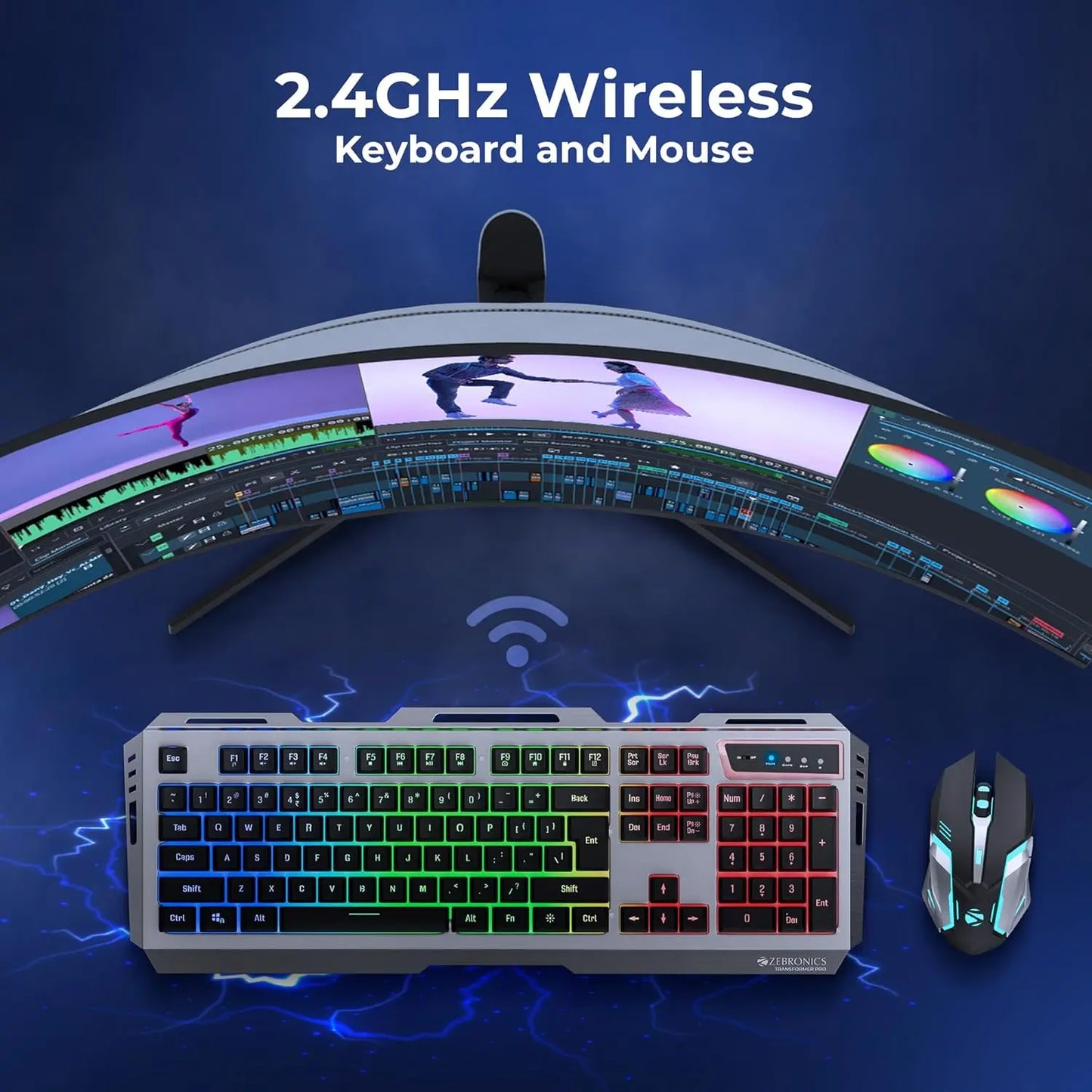 Zebronics Transformer PRO Gaming Wireless Keyboard & Mouse Combo Black