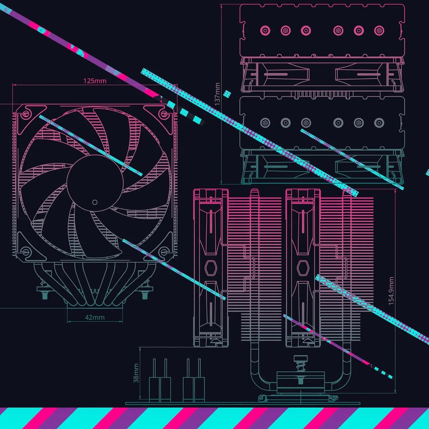 Cooler Master Hyper 620S ARGB Sync 120mm Dual Tower CPU Air Cooler - Black