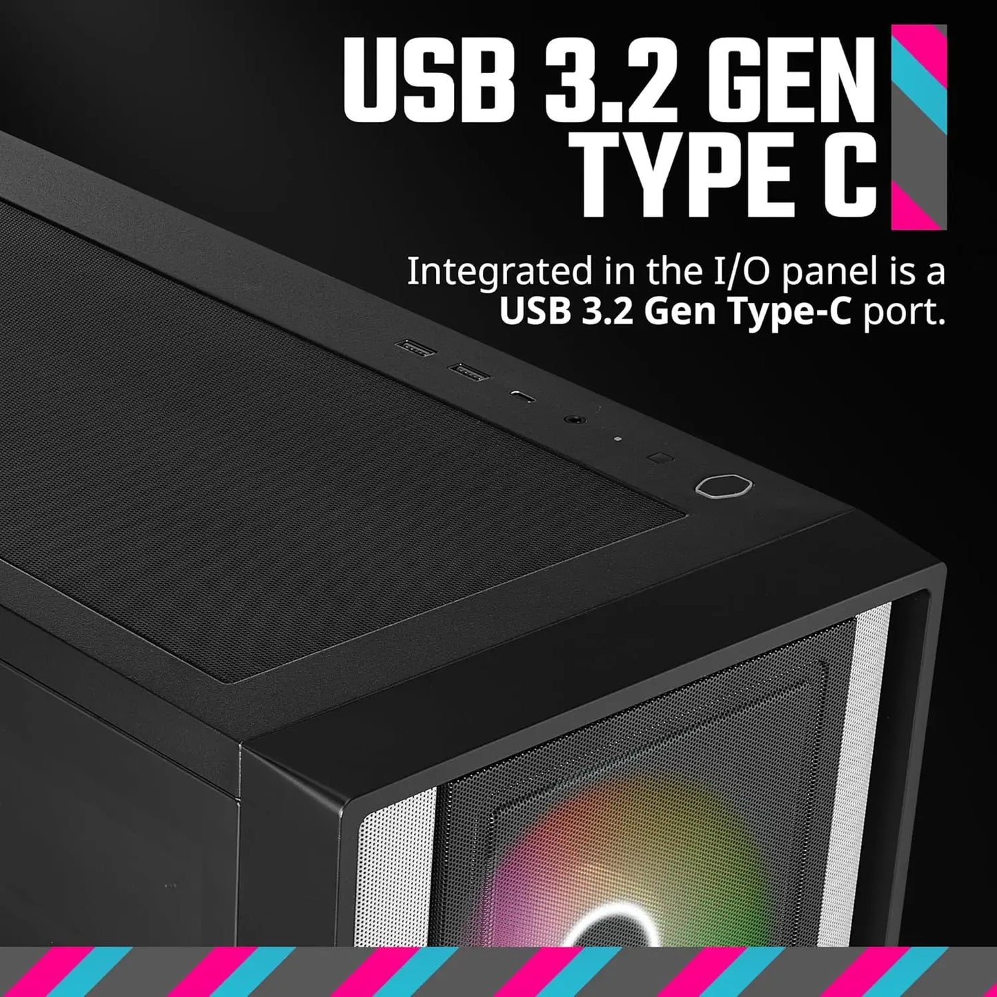 Cooler Master MasterBox 600 ARGB E-ATX Tempered Glass Side Panel Mid Tower Gaming Cabinet - Black