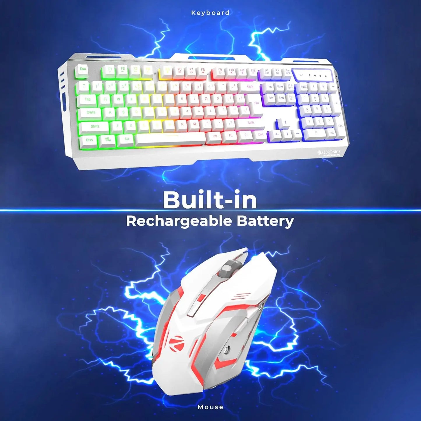 Zebronics Transformer Pro Gaming Wireless Keyboard and Mouse Combo White