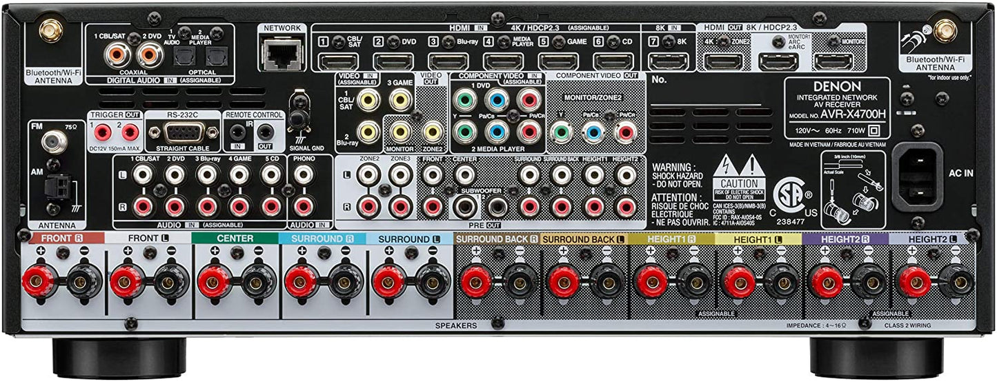 Denon AVC-X4700H 8K Ultra HD 9.2 Channel (125 Watt X 9) AV Receiver 2020 Model - 3D Audio & Video with IMAX Enhanced, Built for Gaming, Music Streaming, Alexa HEOS