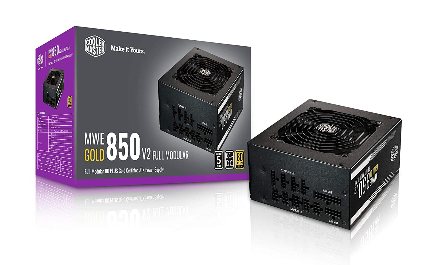 Cooler Master MWE GOLD 850 V2 80 Plus Gold Certified, Fully Modular Power Supply - Black