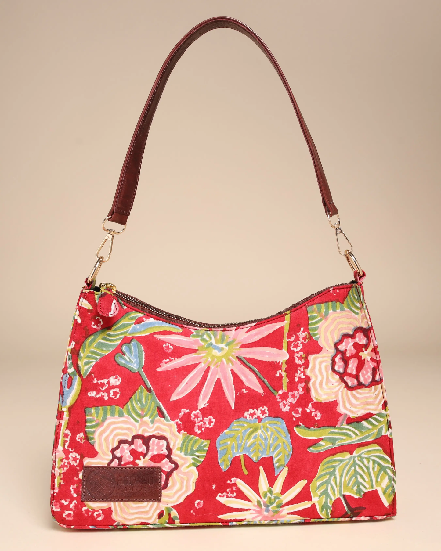 Fusion Floral Cotton Blockprinted Baguette Bag My Store