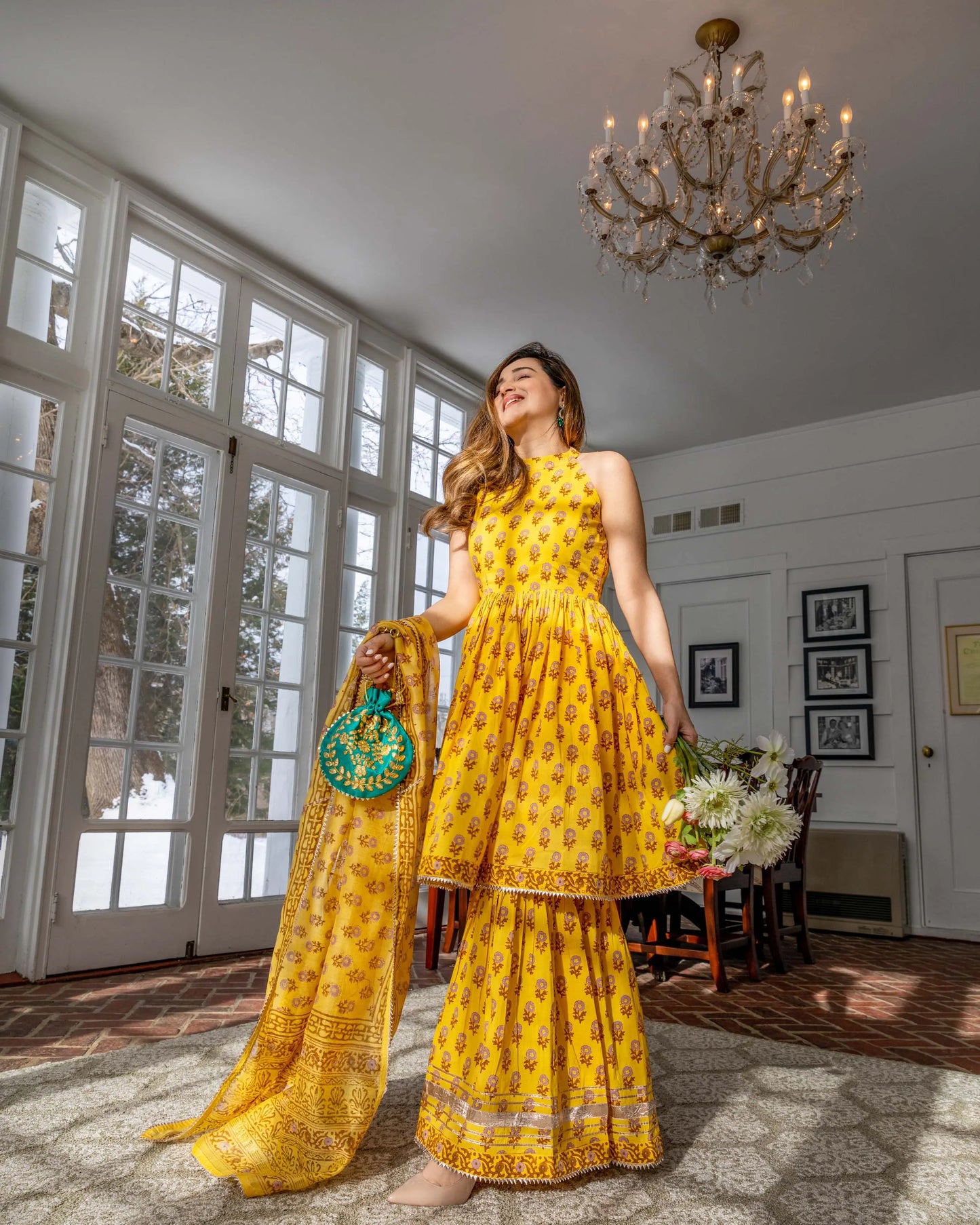 Yellow Dutch Handblock Sharara Set My Store