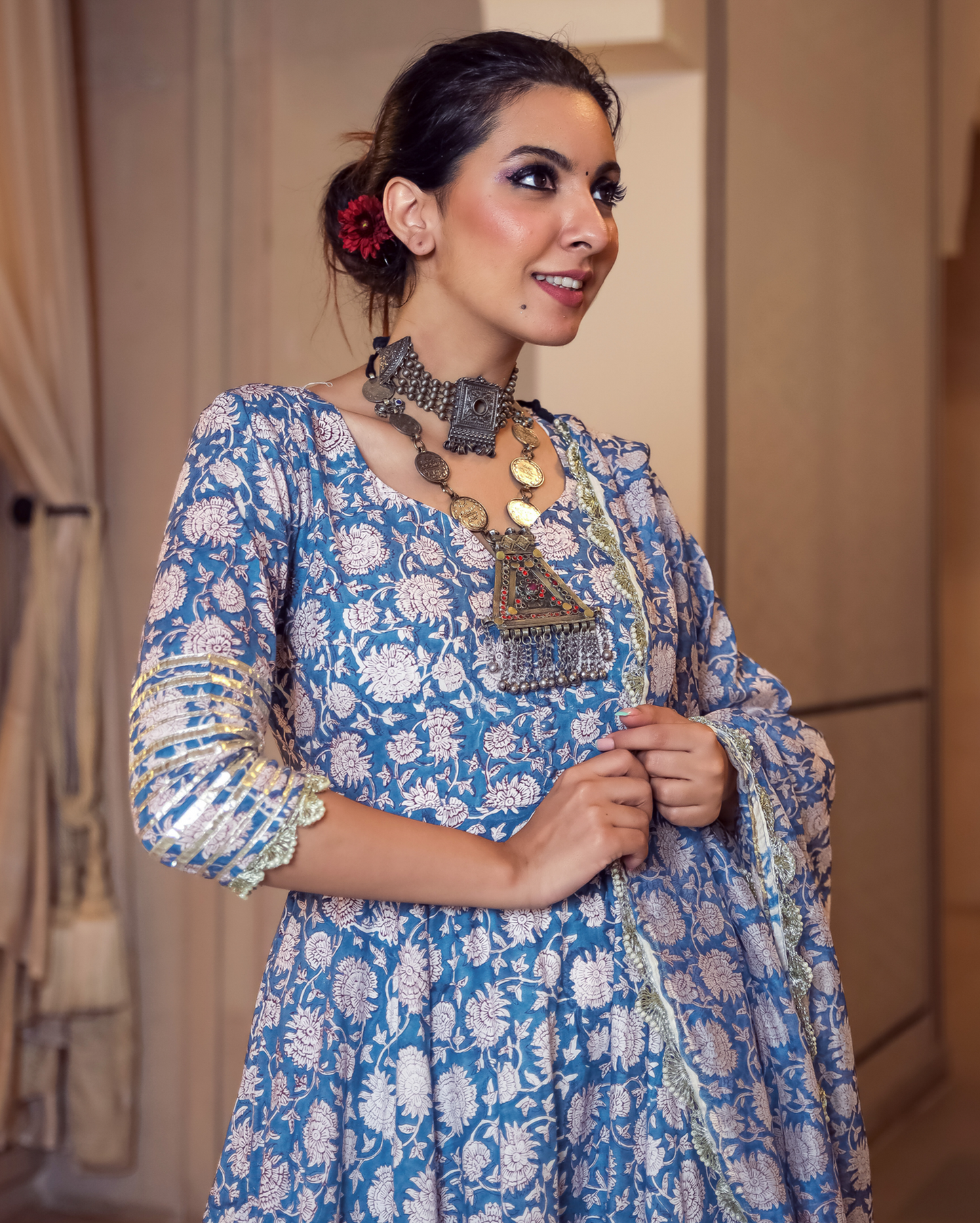 Tropical Sugar Handblock Gota Suit Set Quick Cart