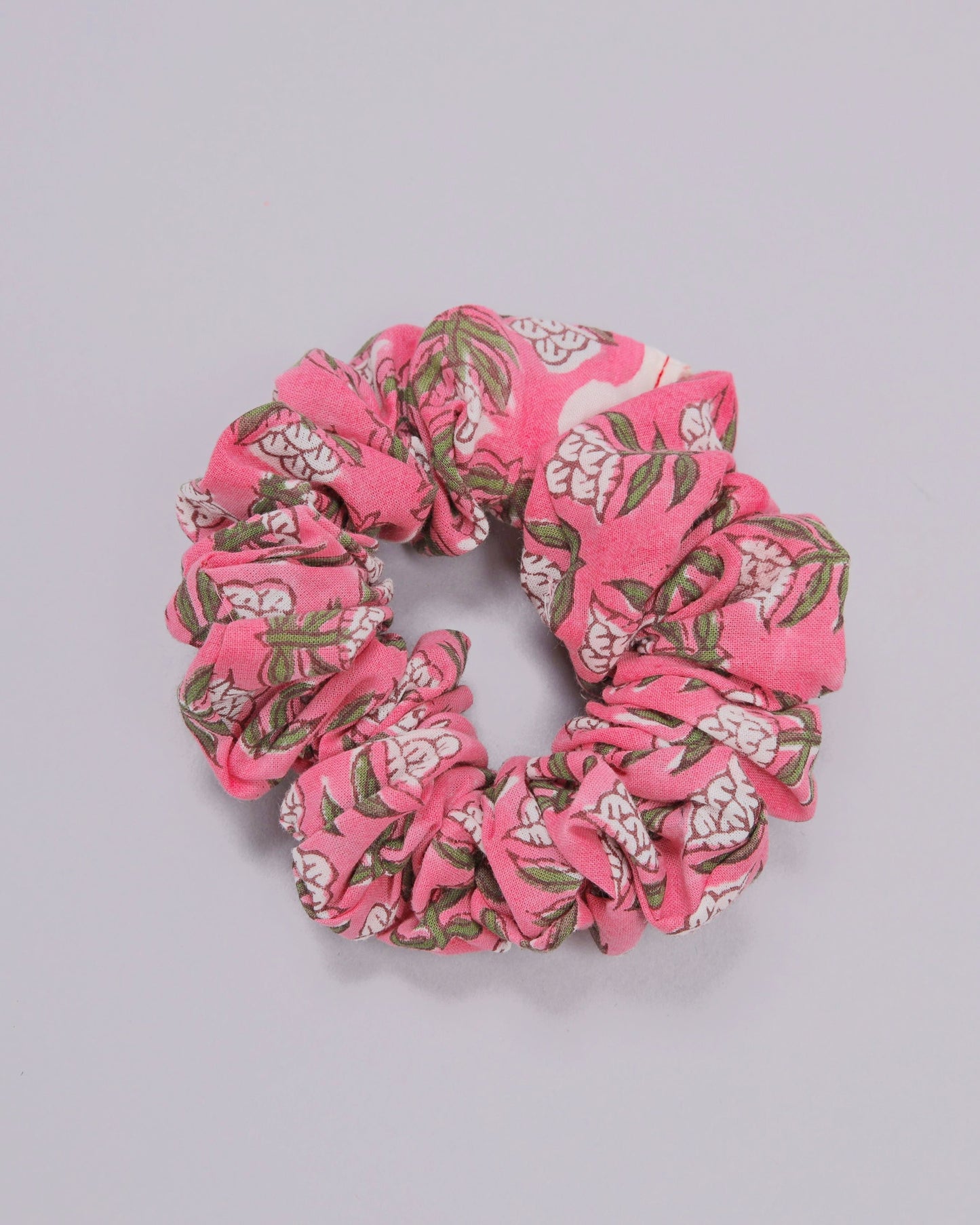 Pink Icing Cotton Handblock Scrunchie My Store