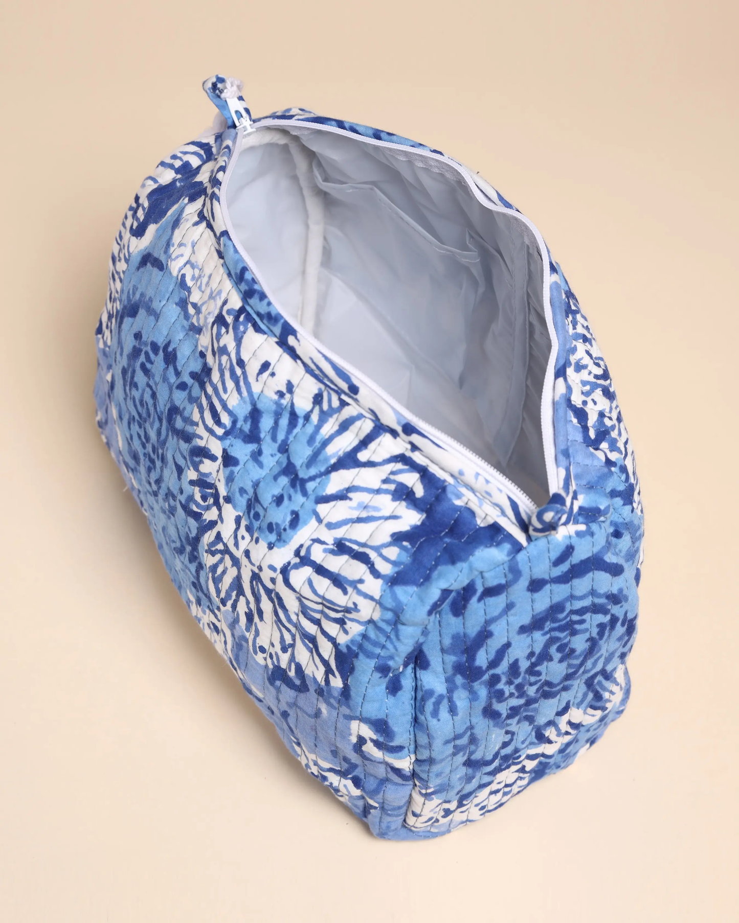 Jazz Blue Cotton Block Printed Pouch Bag My Store