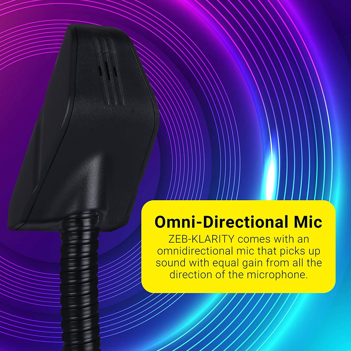 Zebronics Zeb-Klarity USB Gaming Mic for Recording Streaming, compatible with PC, Omni Directional sound pickup, Flexible Neck, Mute Button