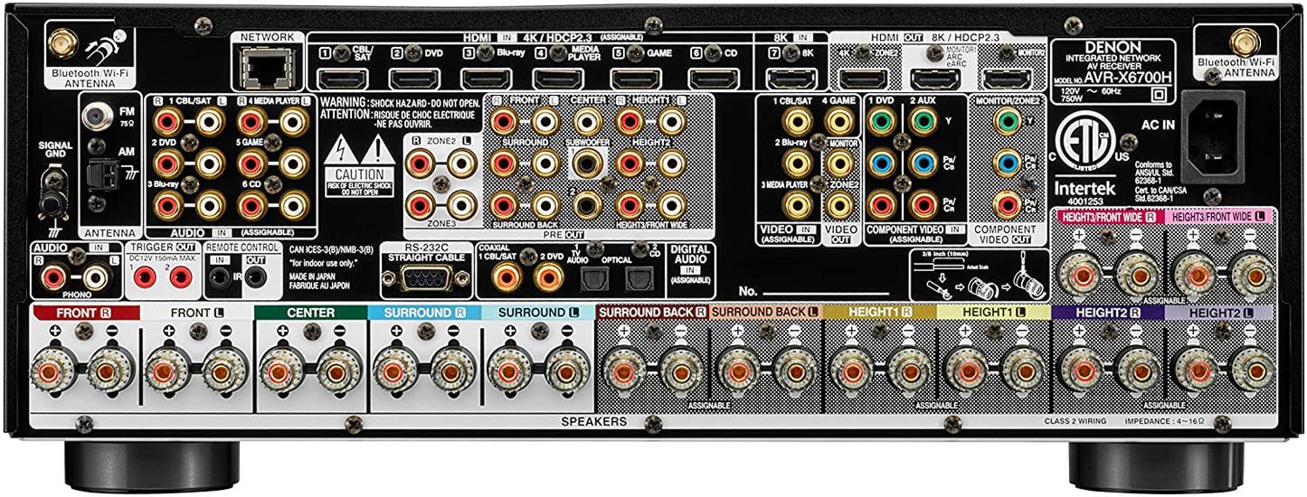 Denon AVR-X6700H 8K Ultra HD 11.2 Channel (140Watt X 11) AV Receiver 2020 Model - 3D Audio & Video with IMAX Enhanced, Built for Gaming, Music Streaming, Alexa HEOS