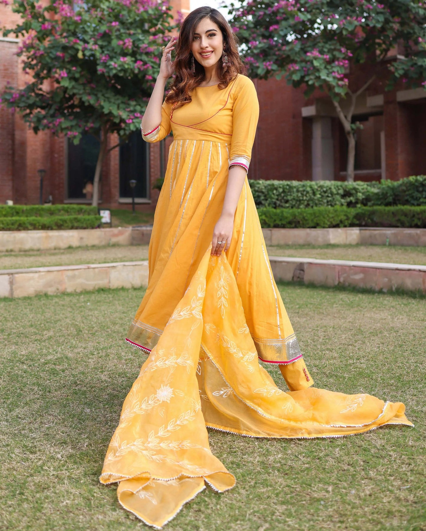 Yellow Popcorn Gotapatti Suit Set My Store
