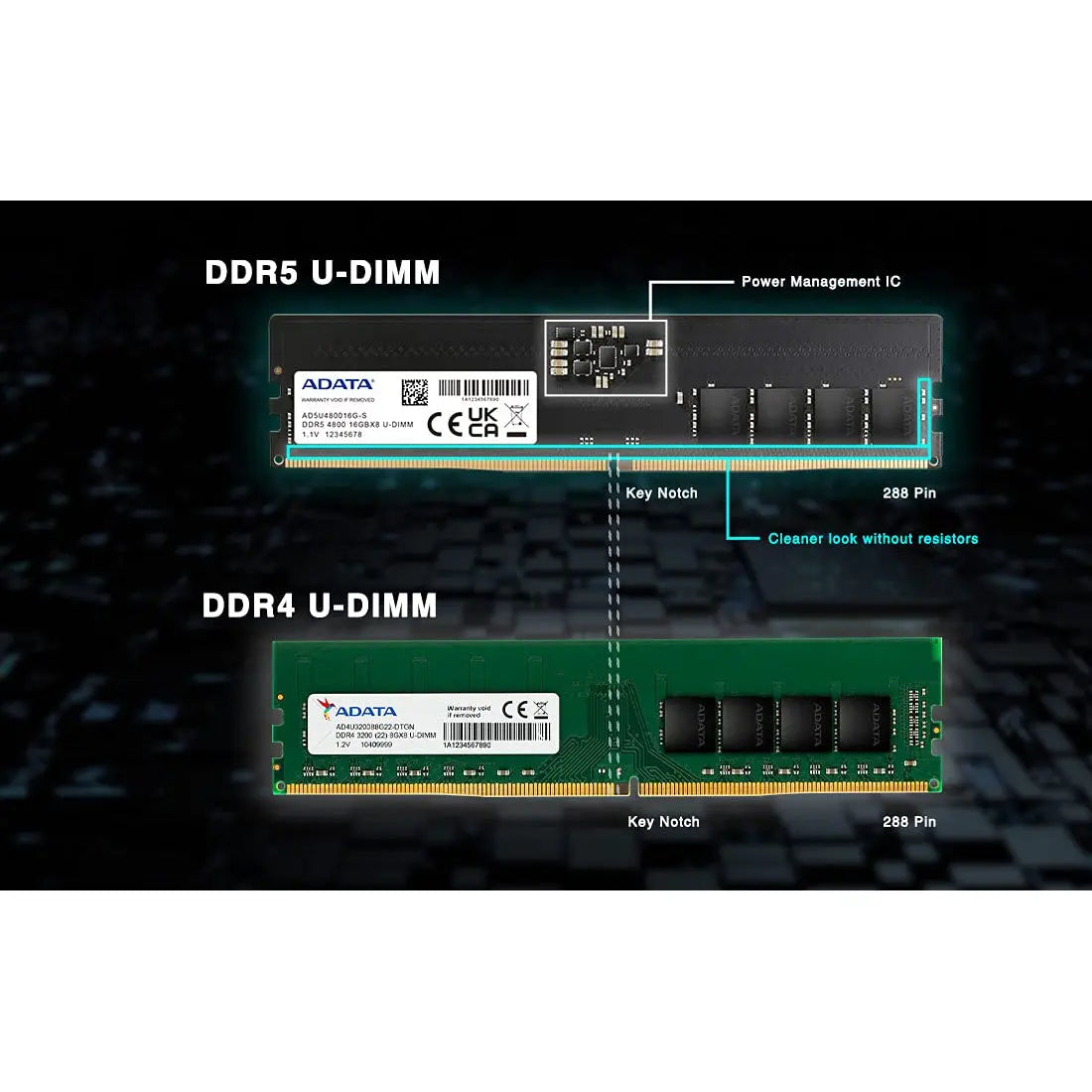 ADATA Premier Series 16GB DDR5 RAM 4800MHz CL40 UDIMM Desktop Memory