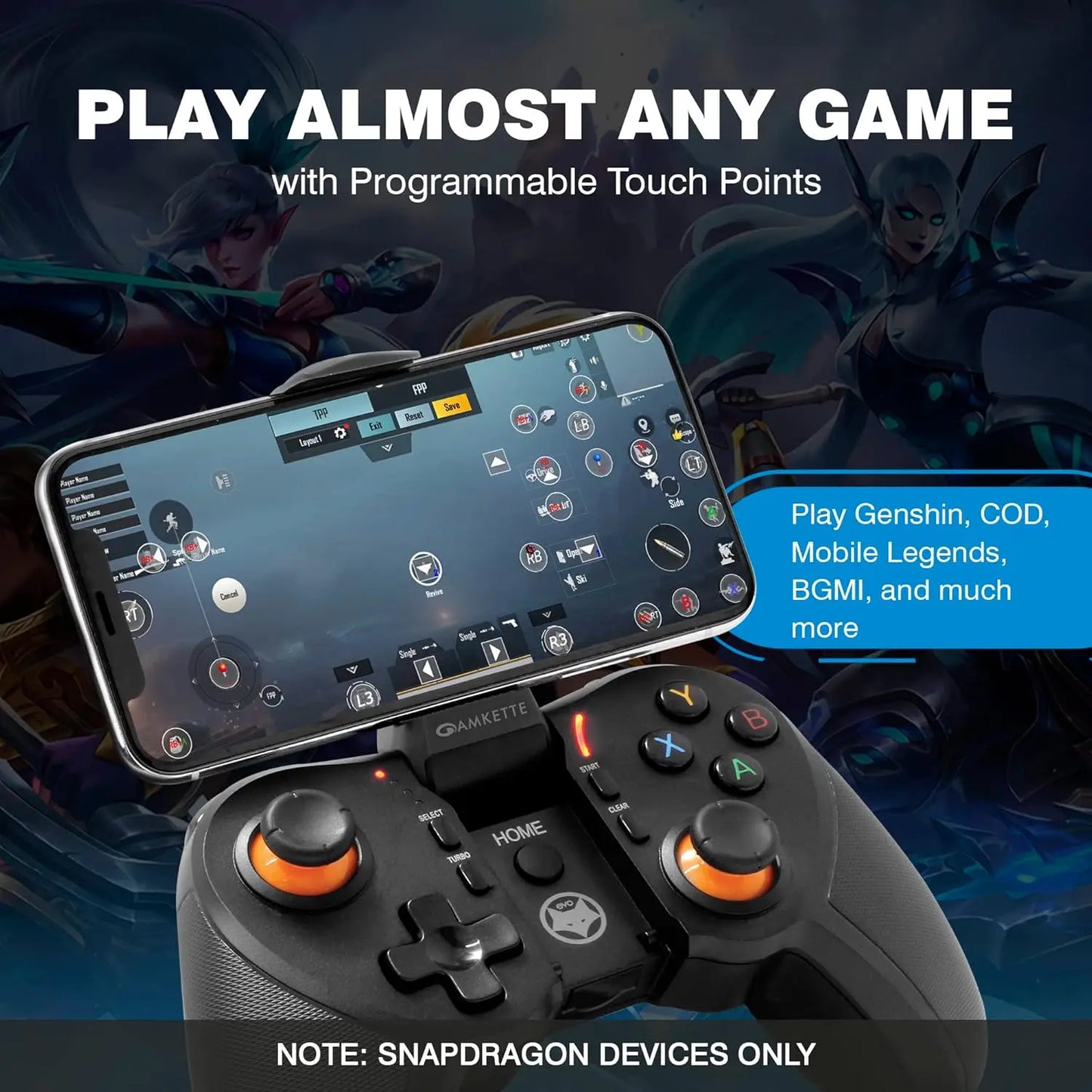 Amkette Evo Gamepad Pro 4 Programmable Gamepad for Android for Snapdragon Devices Only with Touch Point
