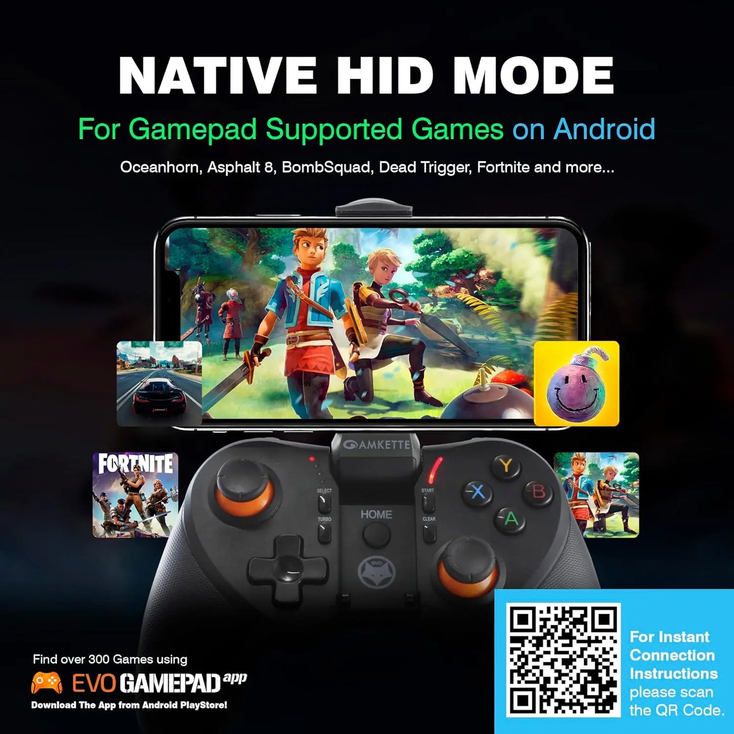 Amkette Evo Gamepad Pro 4 Programmable Gamepad for Android for Snapdragon Devices Only with Touch Point