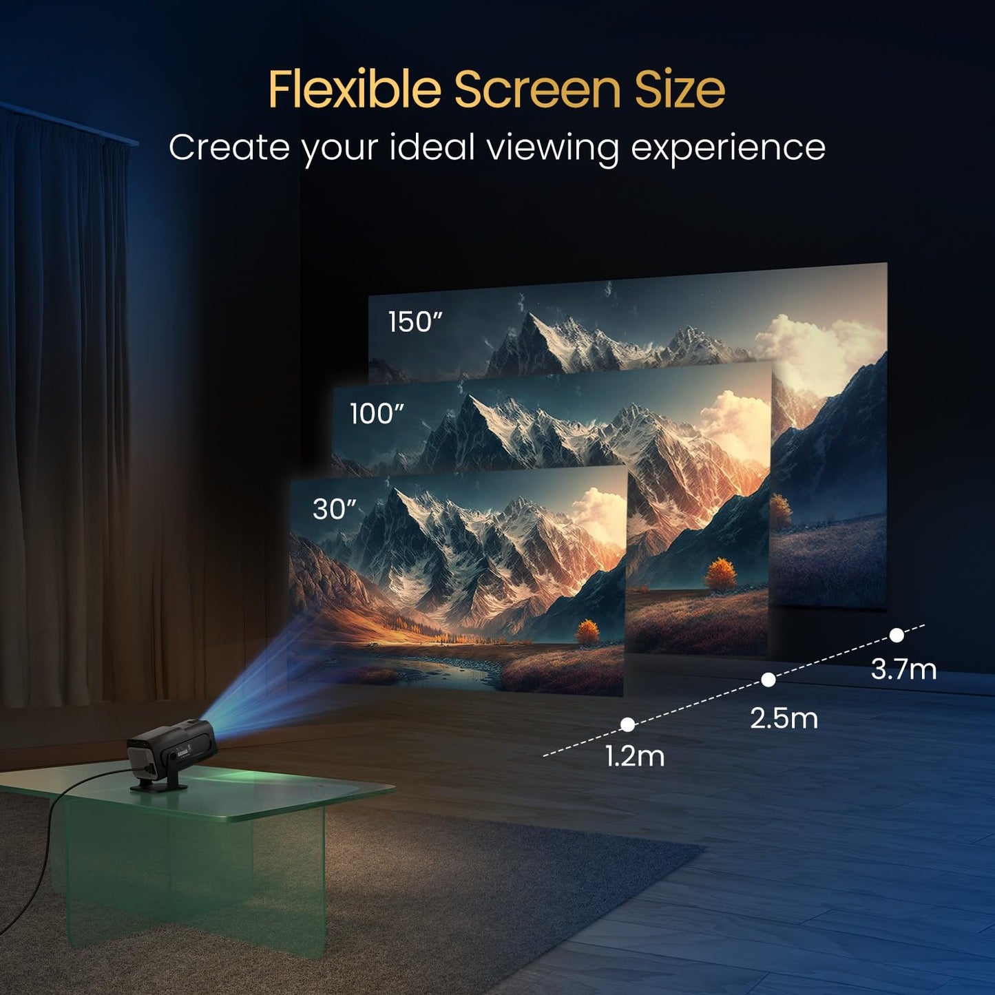 Portronics Beem 470 Smart LED Projector with 1080p Full HD Resolution, Rotatable Design Black