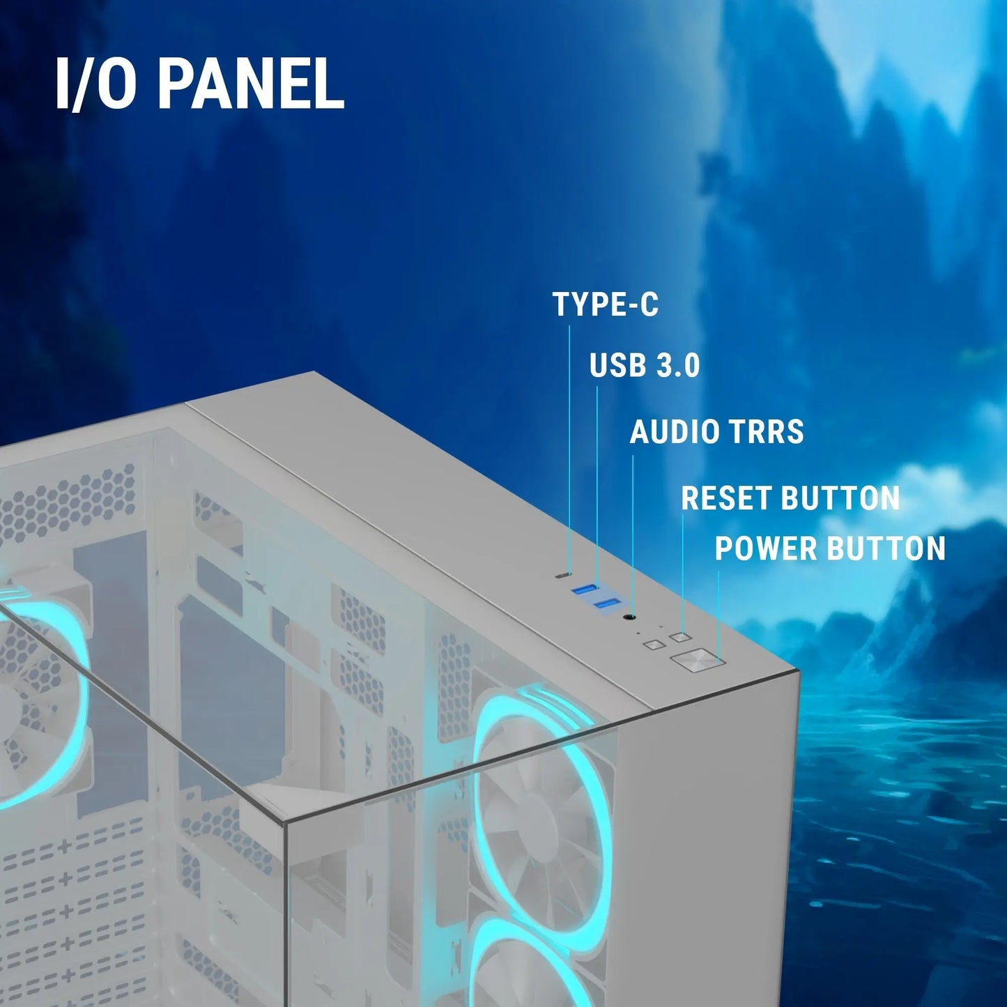 Ant Esports Crystal Mirror Gaming Mid Tower Case-White