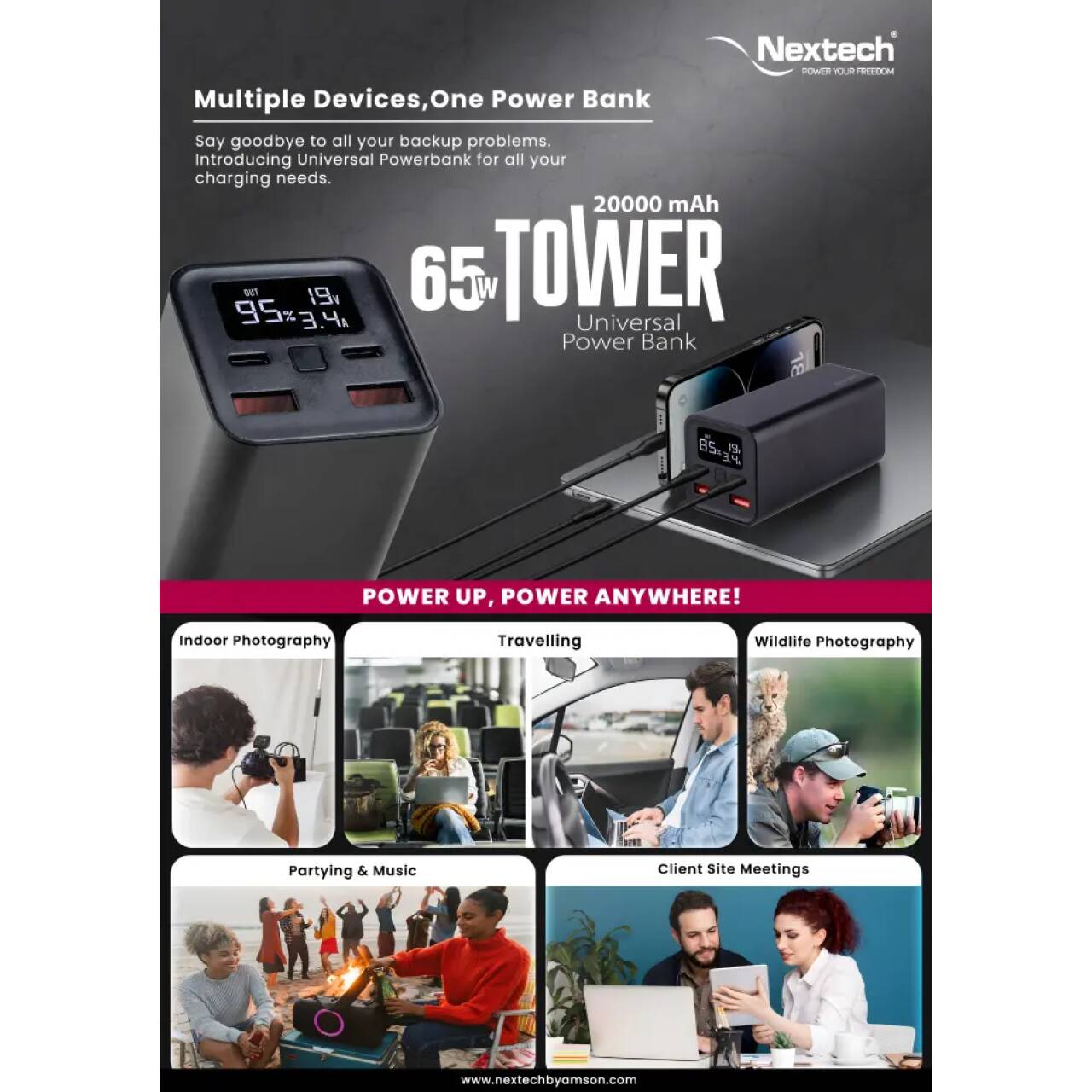 Nextech Power Bank 20000 MAH 65W PDQC NPC1560