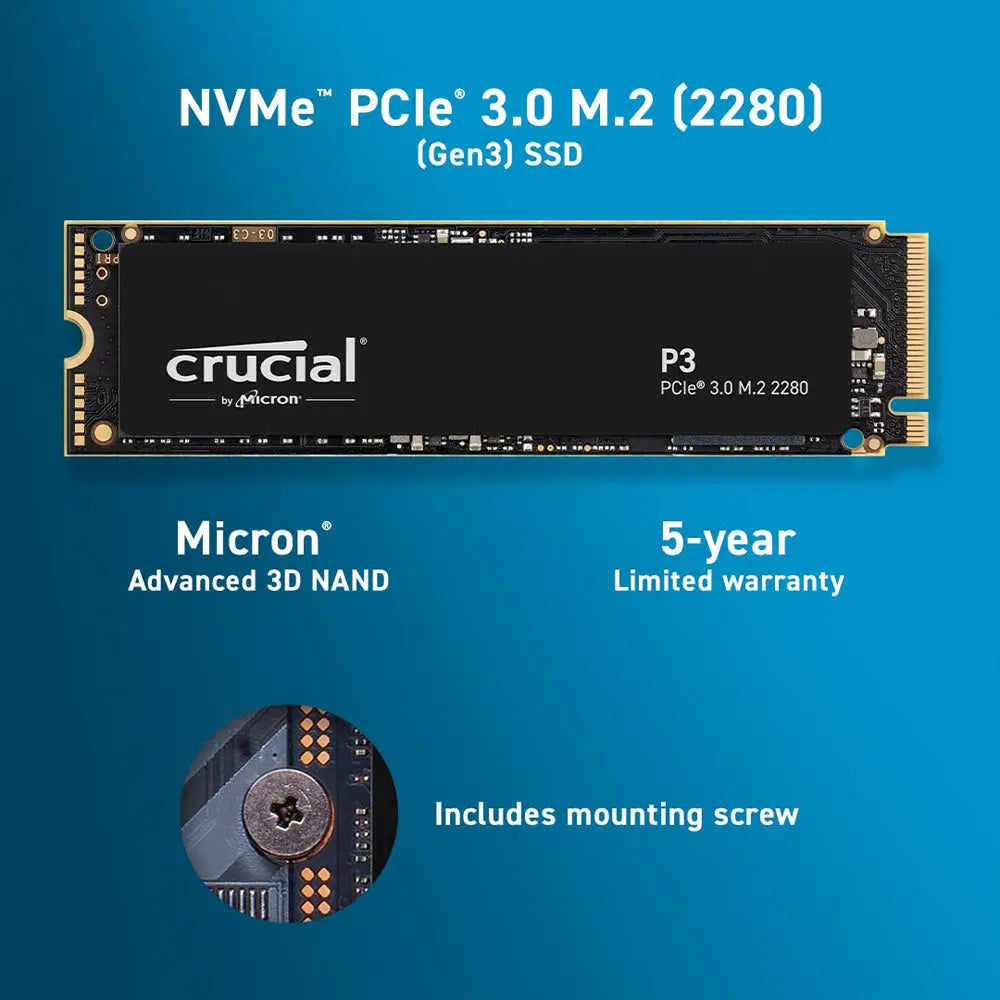 Crucial P3 4TB M.2 NVMe PCIe 3.0 Internal Solid State Drive